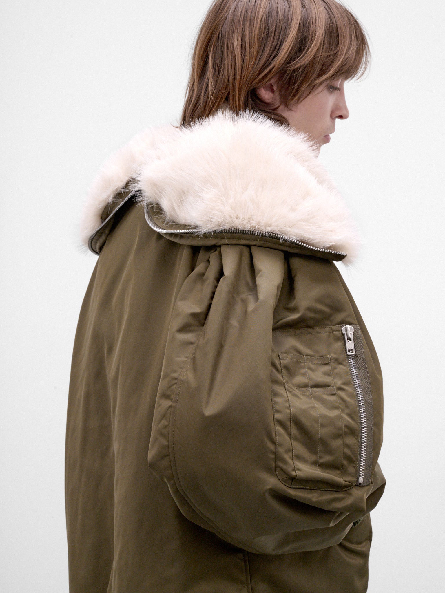 Khaki Nylon Oversized Bomber Jacket (6171F-M-1335-KHAKI-BLONDE)