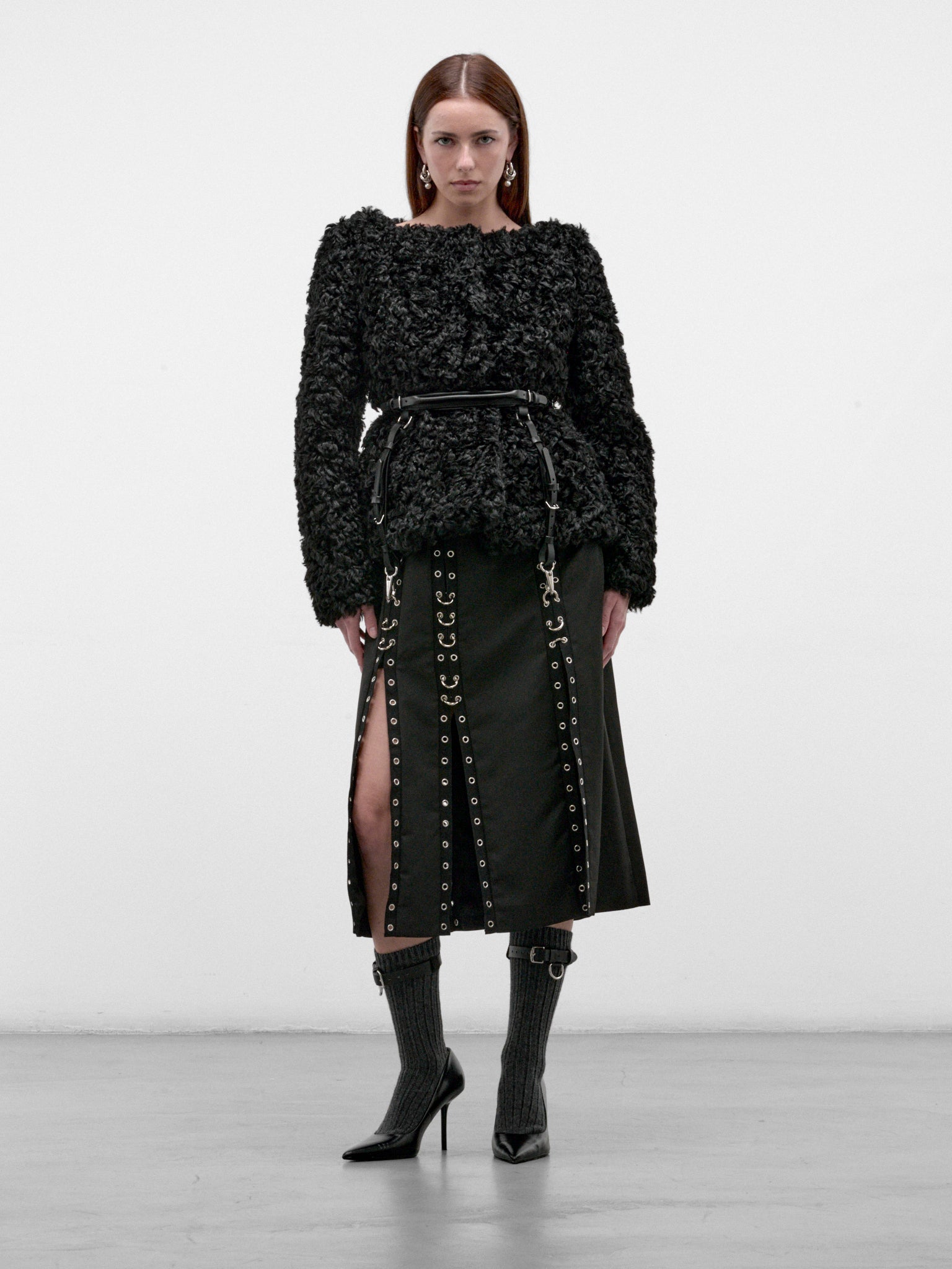 Black Curly Faux Fur Jacket (6182-1343-BLACK)