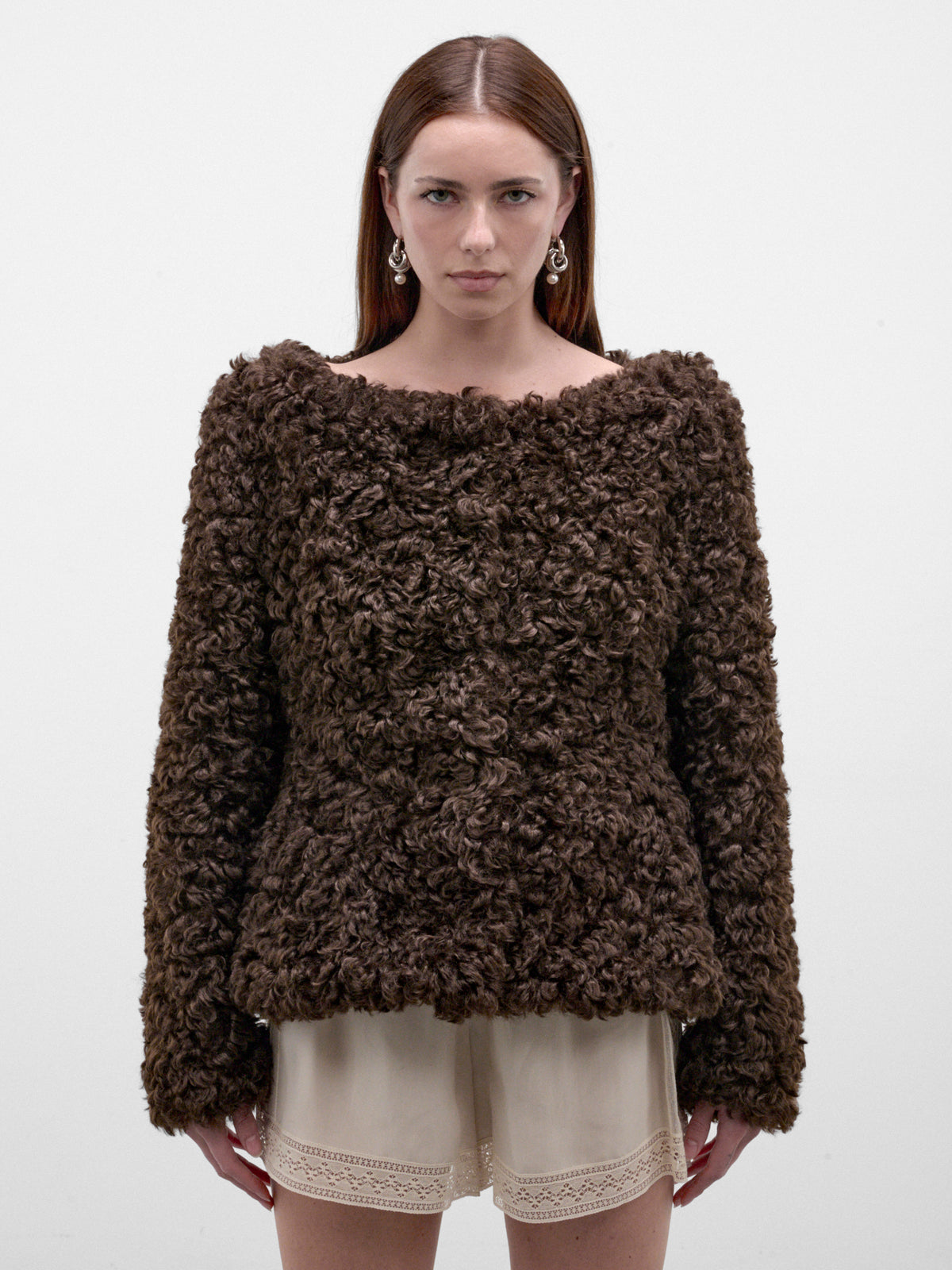 Brown Curly Faux Fur Jacket (6182-1343-BROWN)