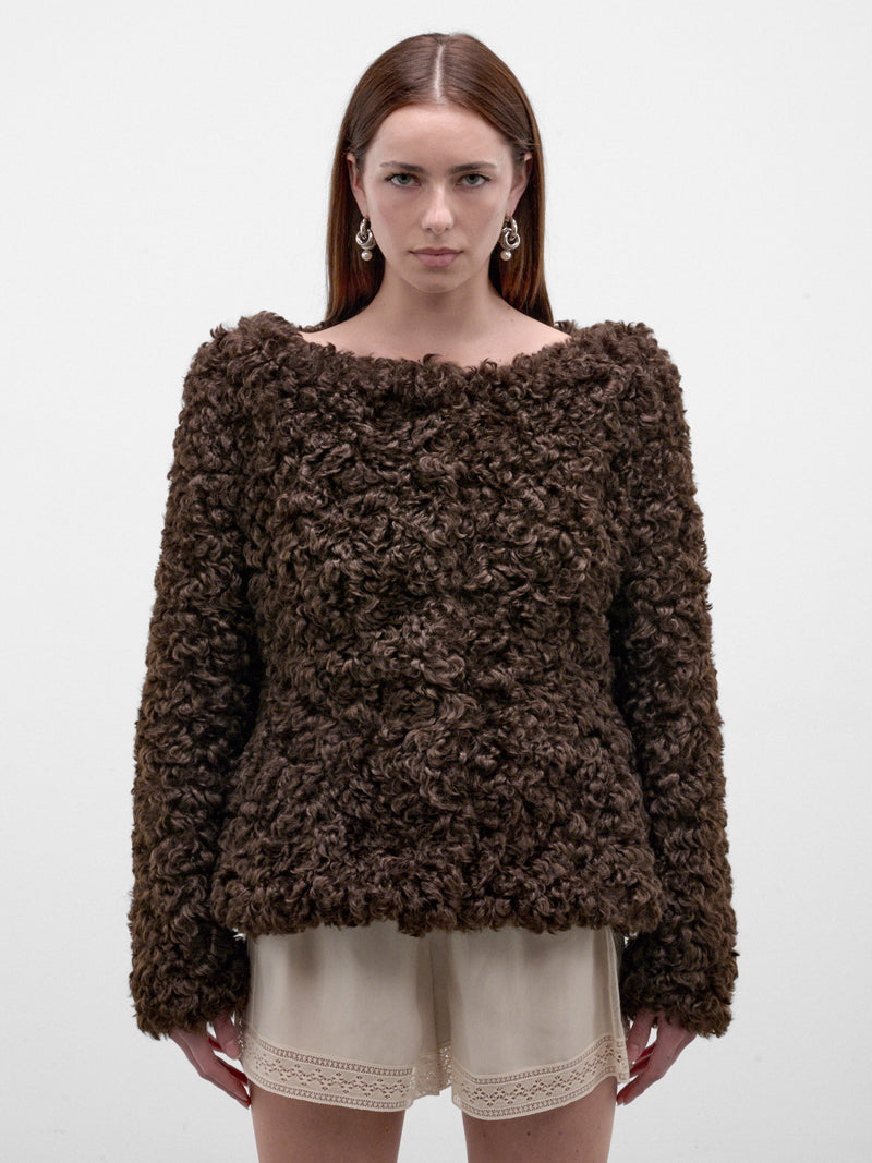 Brown Curly Faux Fur Jacket (6182-1343-BROWN)