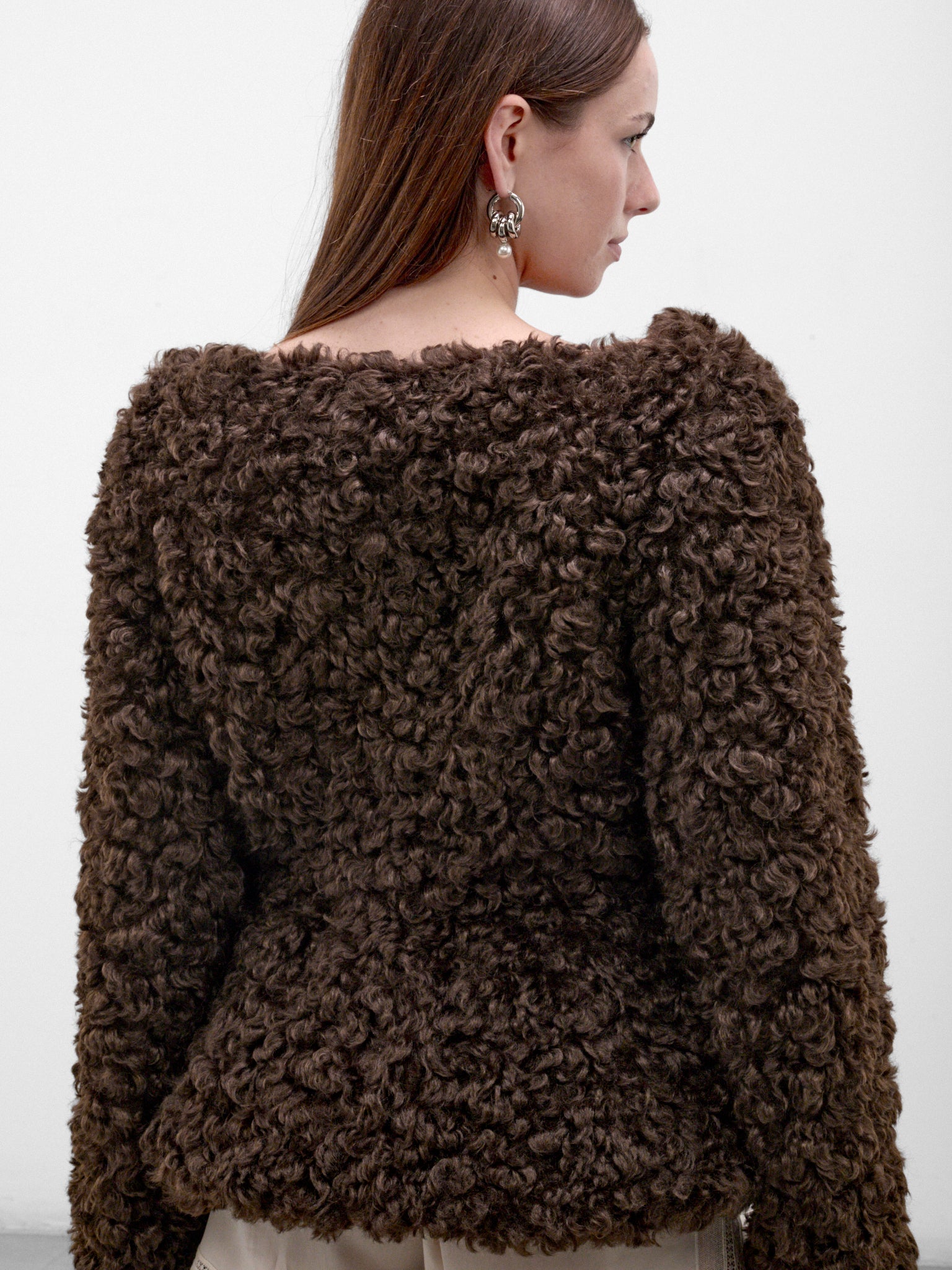 Brown Curly Faux Fur Jacket (6182-1343-BROWN)