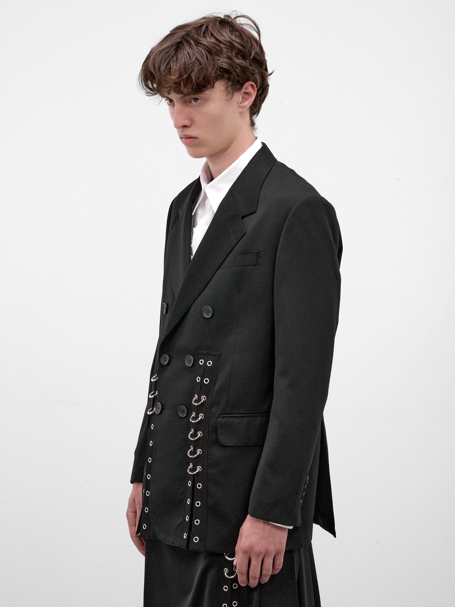 Black Double-Breasted Grommet Blazer (6188ED-1217-BLACK)