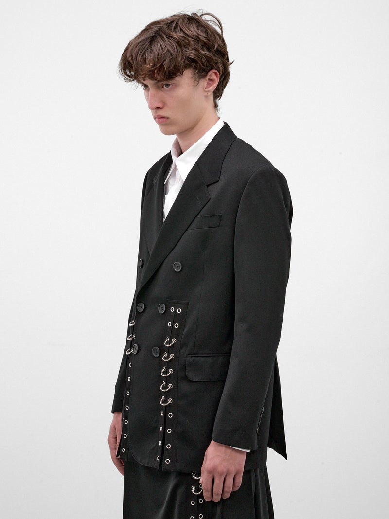 Black Double-Breasted Grommet Blazer (6188ED-1217-BLACK)