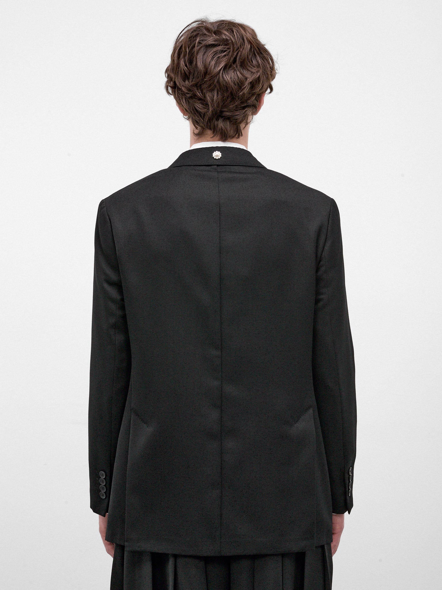 Black Double-Breasted Grommet Blazer (6188ED-1217-BLACK)