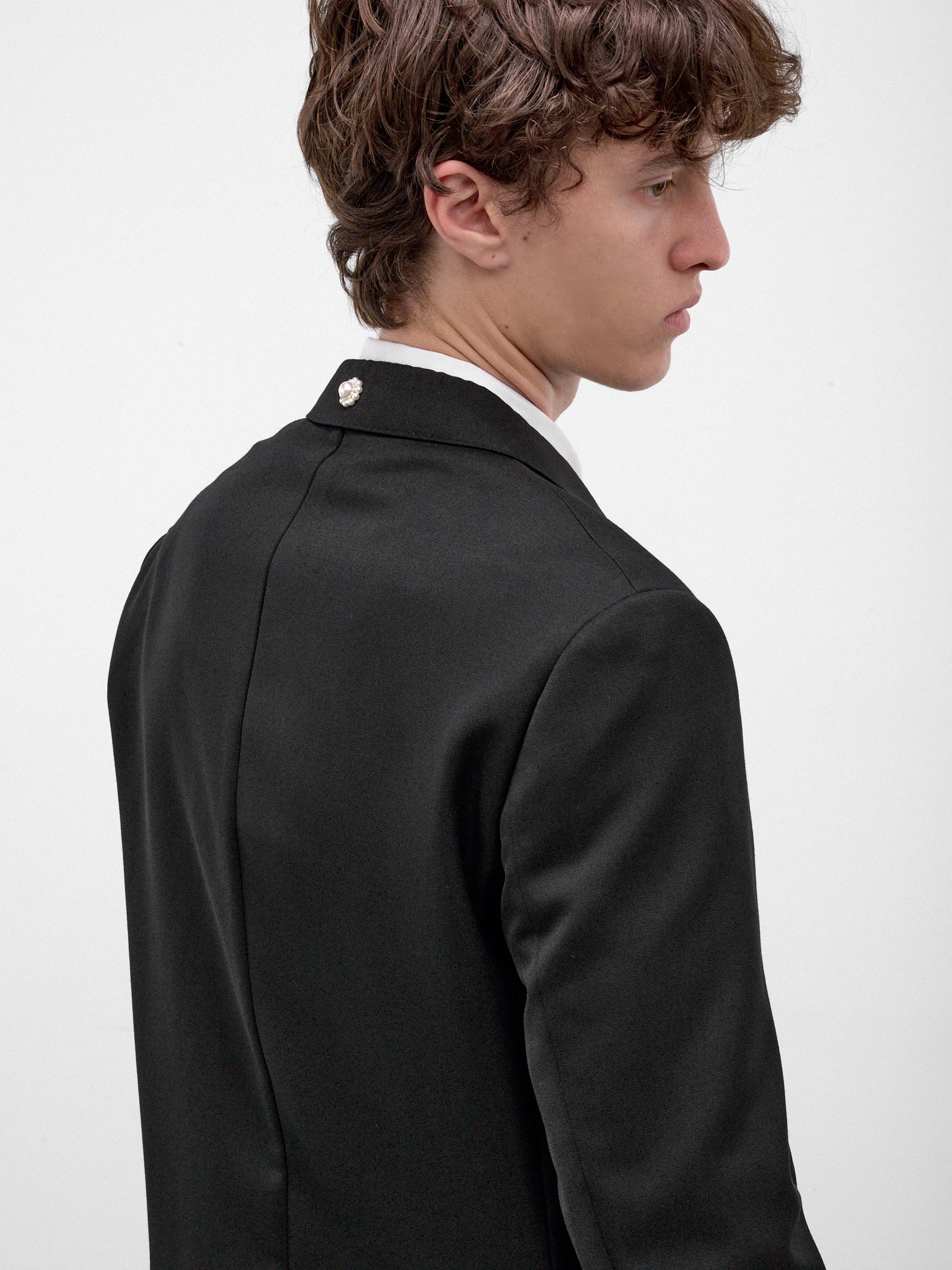 Black Double-Breasted Grommet Blazer (6188ED-1217-BLACK)