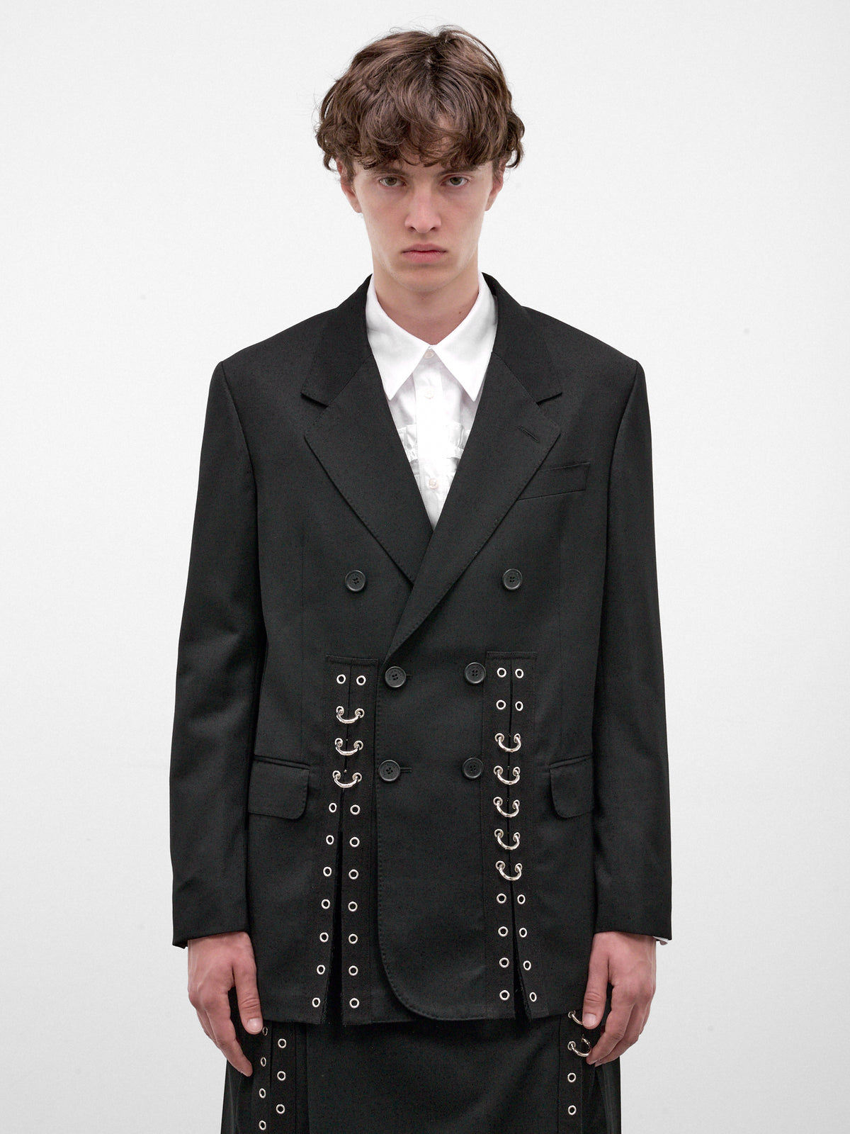 Black Double-Breasted Grommet Blazer (6188ED-1217-BLACK)