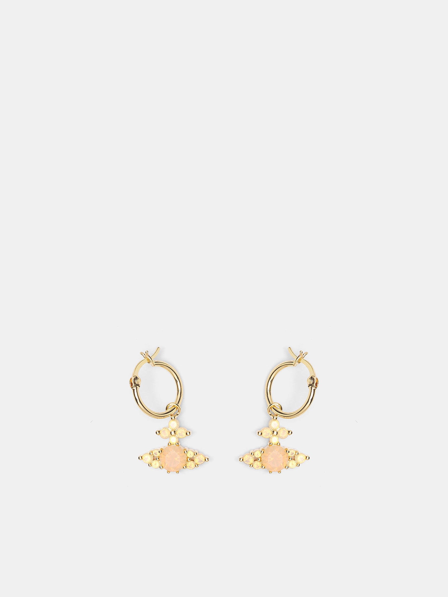 Gold Fedorita Orb Hoop Earrings (6202017R-02R935-GOLD-MILKY-AMB)