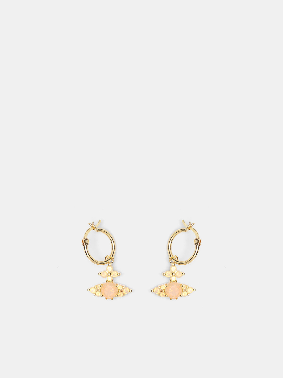 Gold Fedorita Orb Hoop Earrings (6202017R-02R935-GOLD-MILKY-AMB)