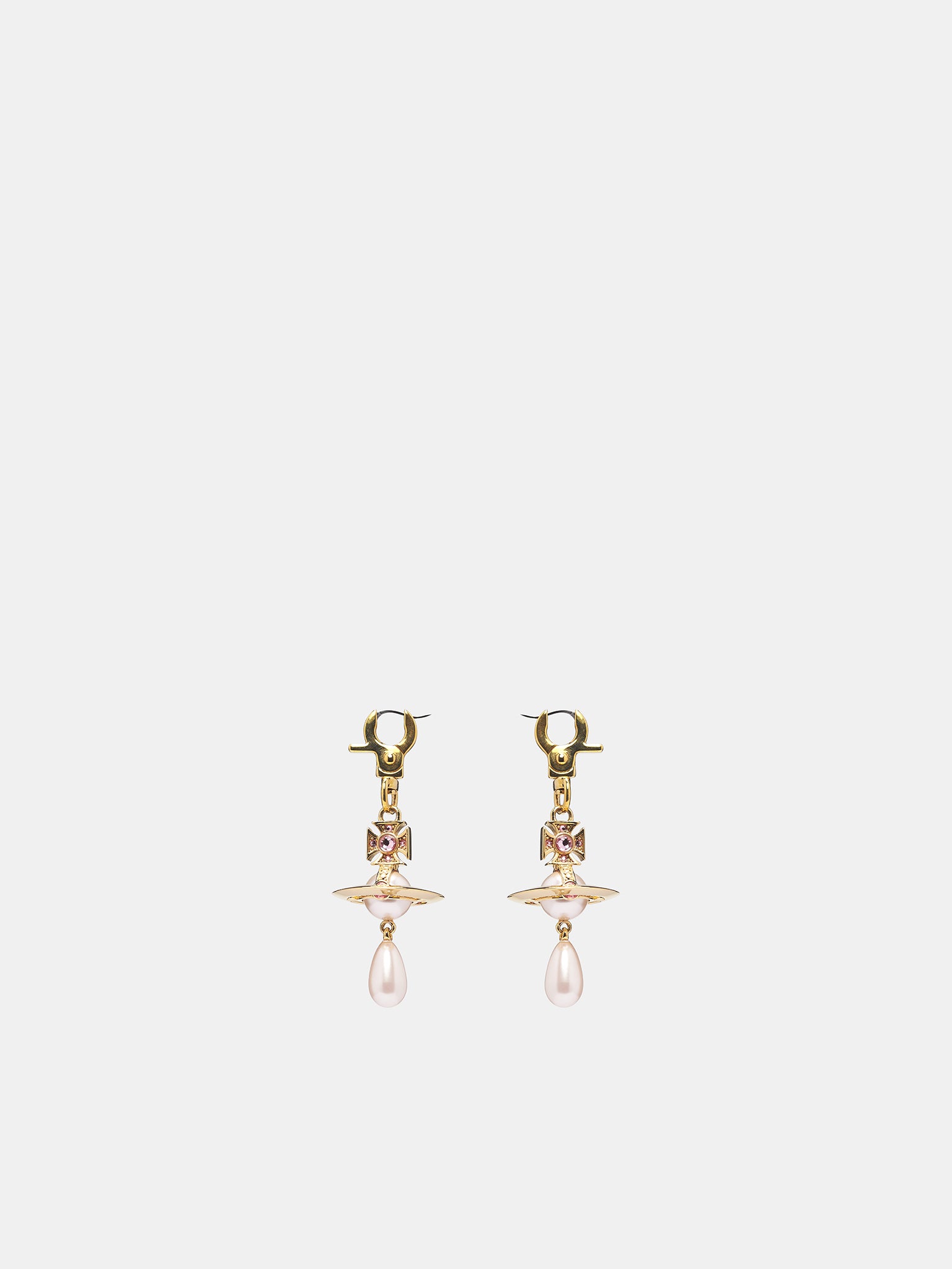 Gold Pearl Orb Drop Earrings (6202018Q-02RA73-GOLD-ROSE)