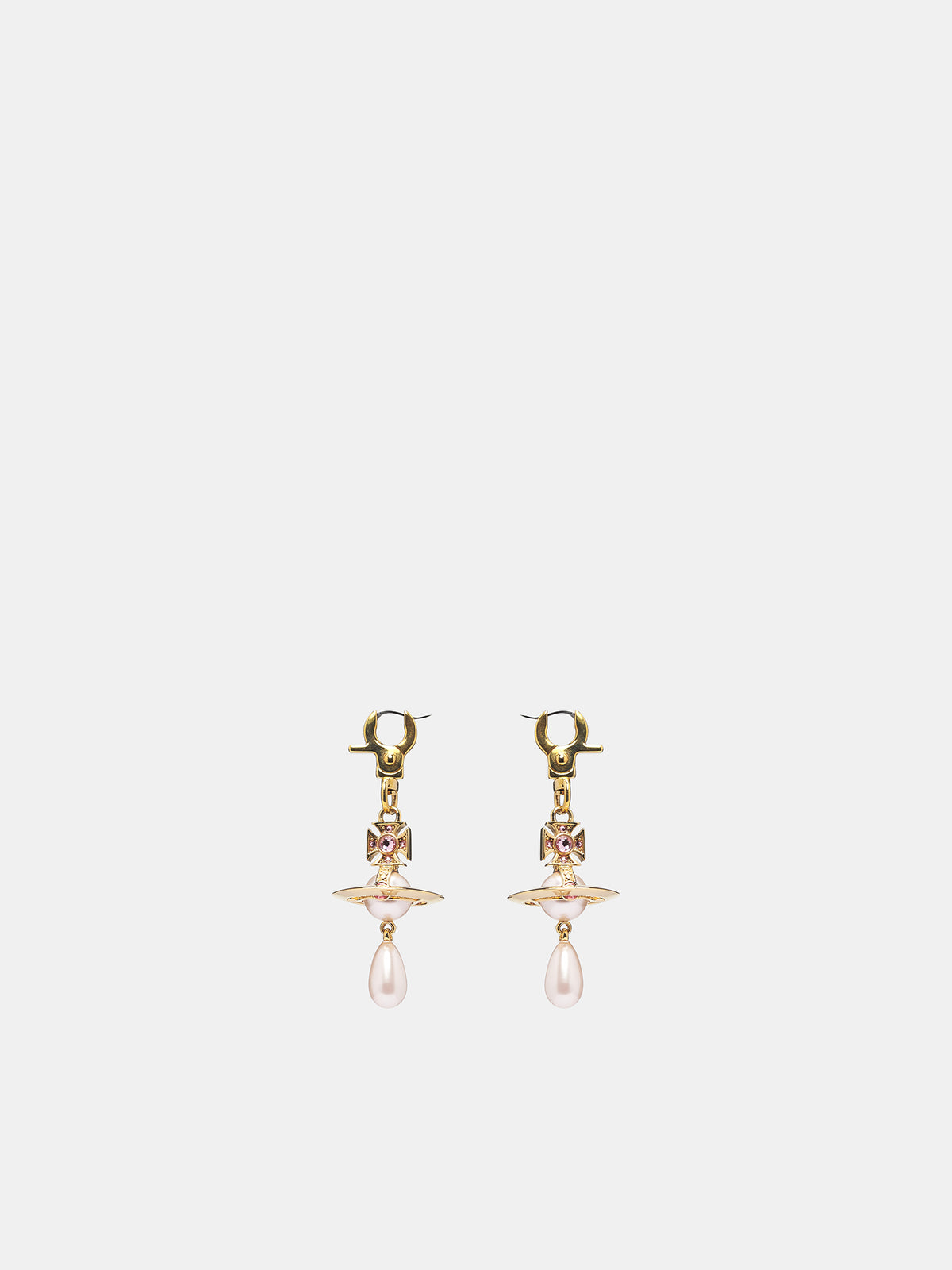 Gold Pearl Orb Drop Earrings (6202018Q-02RA73-GOLD-ROSE)