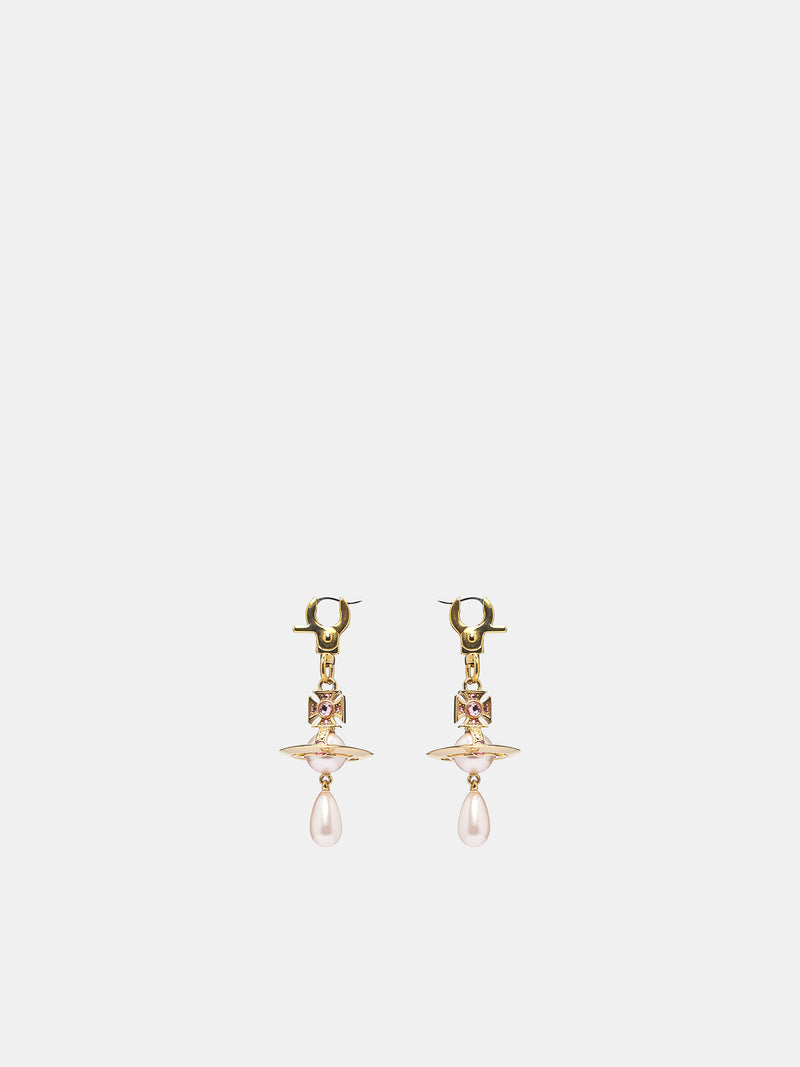 Gold Pearl Orb Drop Earrings (6202018Q-02RA73-GOLD-ROSE)