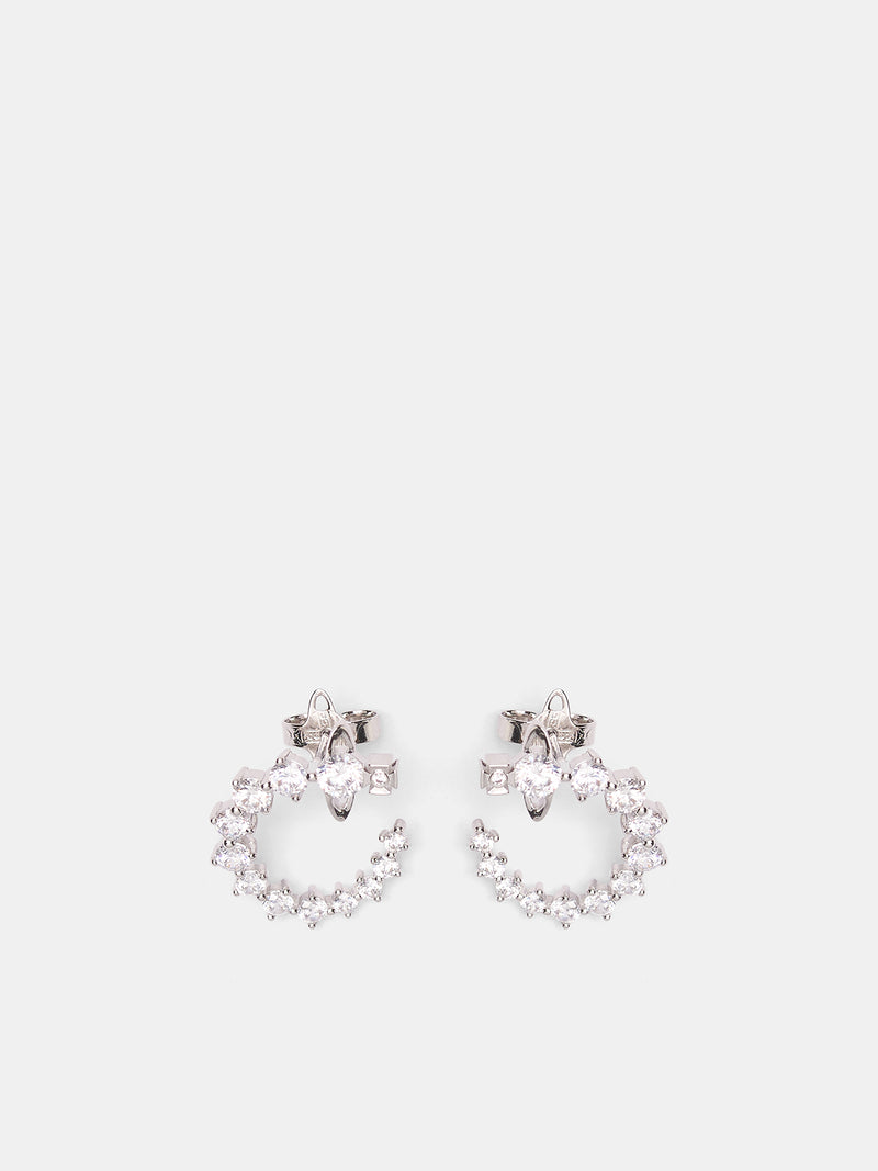 Lydia Crystal Small Hoop Earrings (6203009A-02P102-PLATINUM-WHITE)