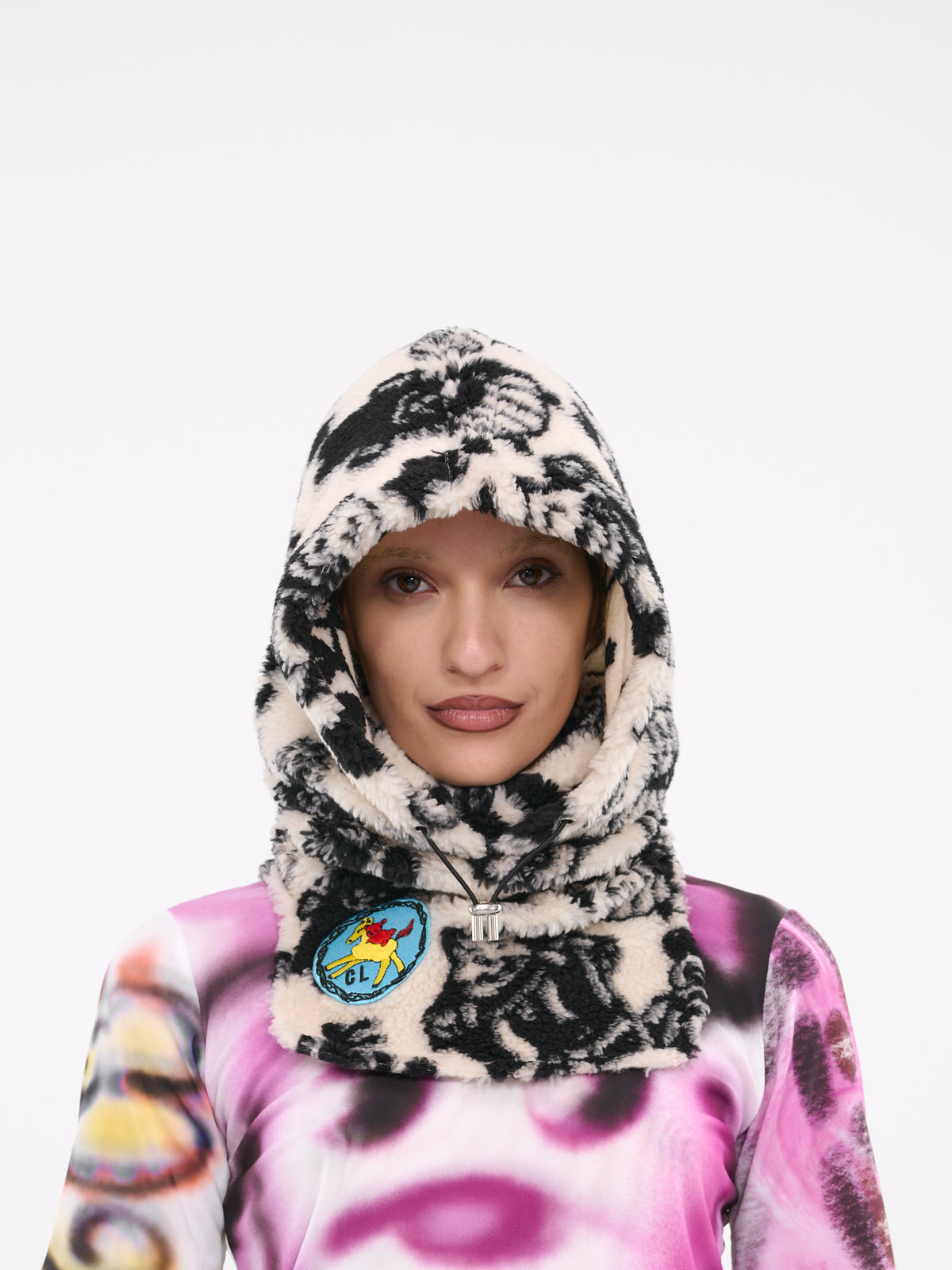 Fleece Hood (6249-FLEECE-WHITE-BLACK)