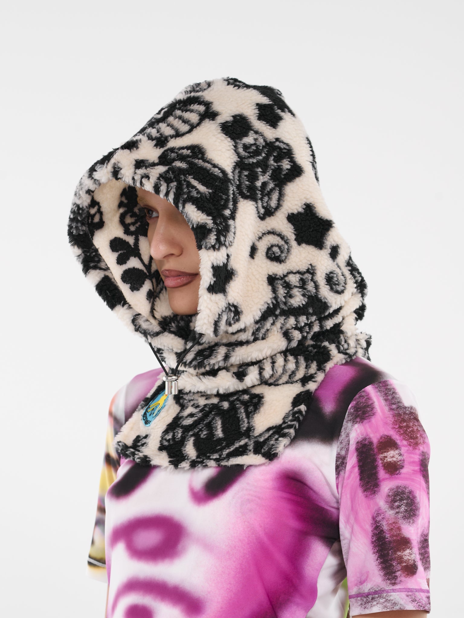 Fleece Hood (6249-FLEECE-WHITE-BLACK)