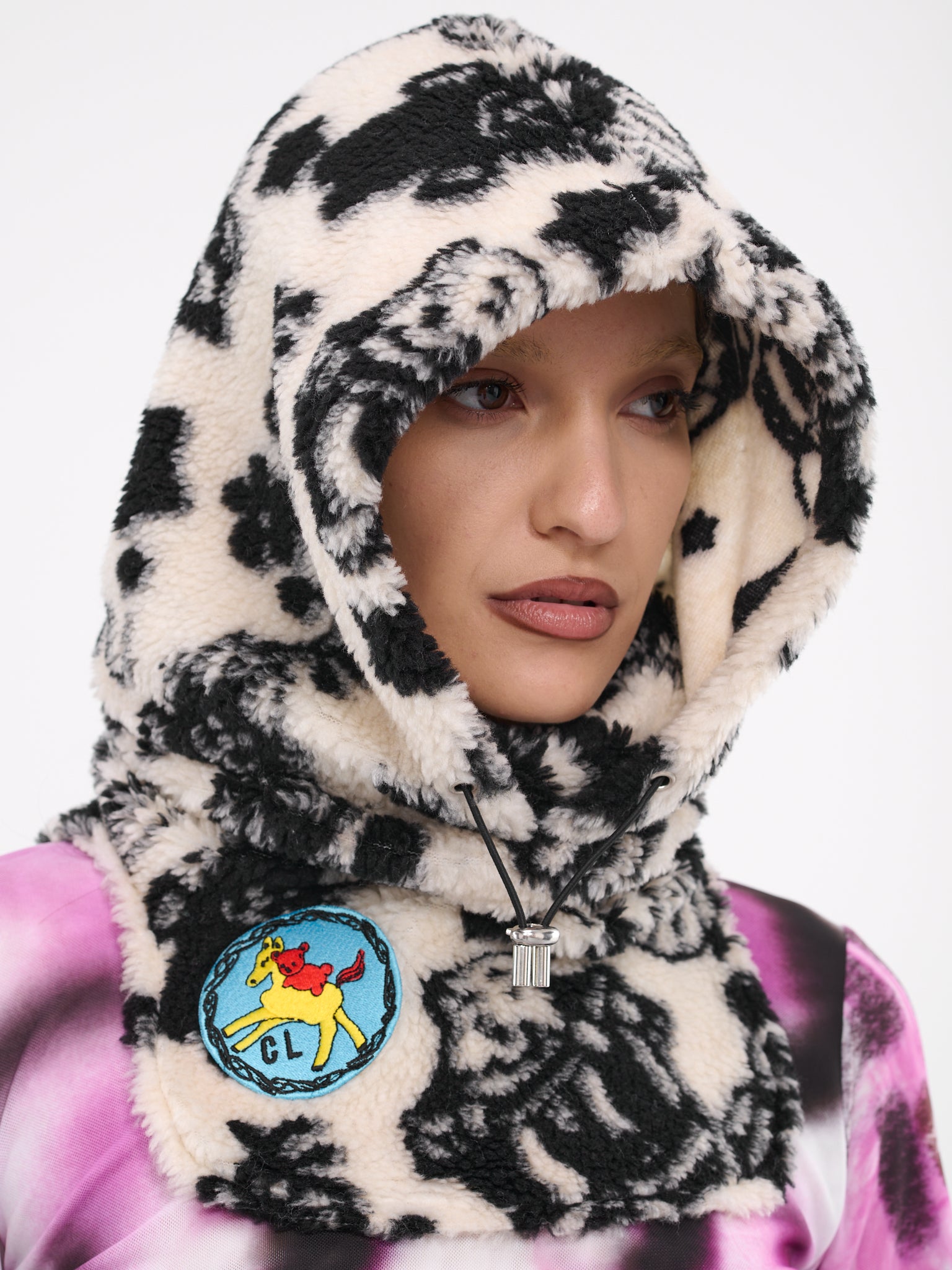 Fleece Hood (6249-FLEECE-WHITE-BLACK)