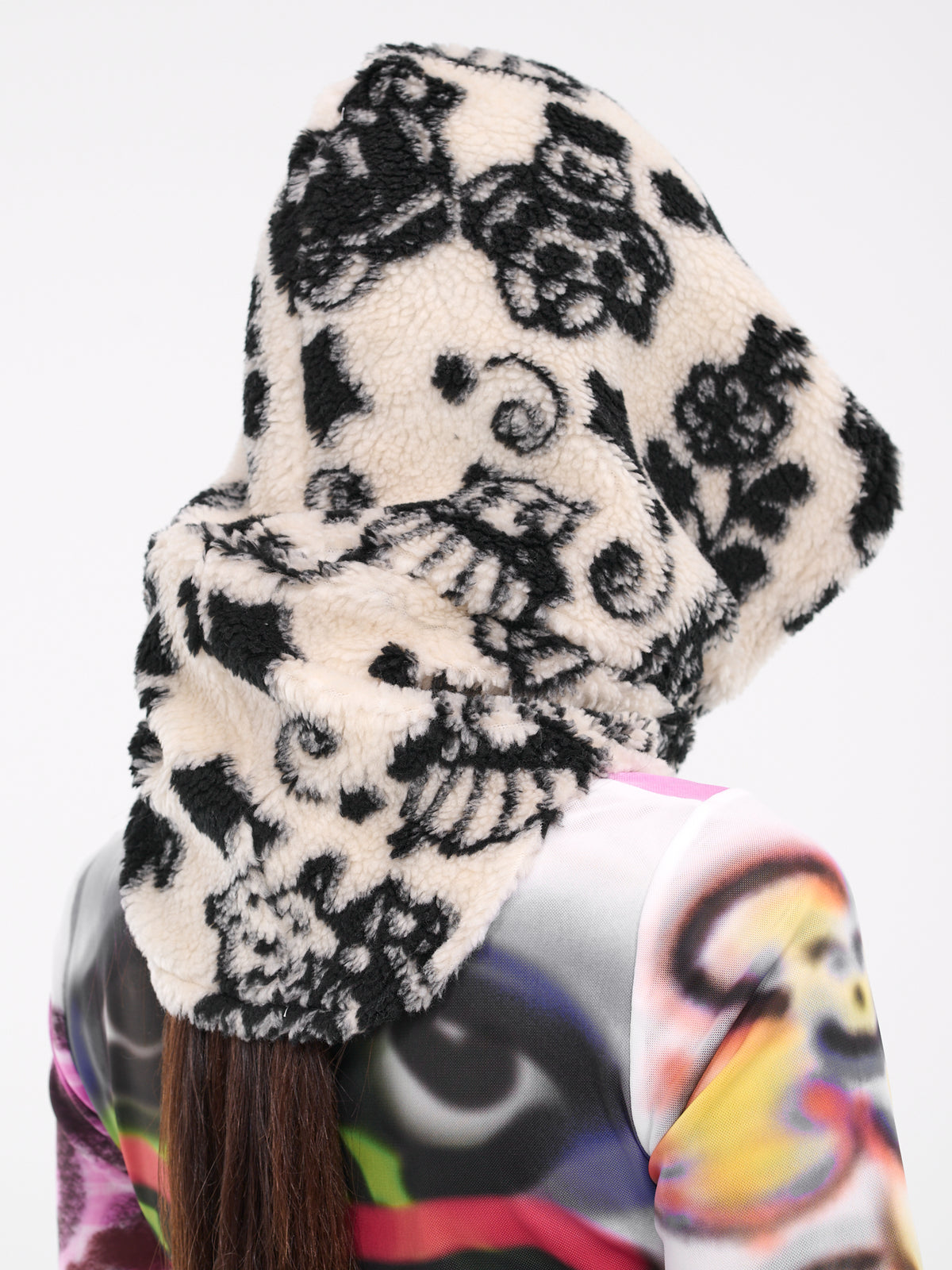 Fleece Hood (6249-FLEECE-WHITE-BLACK)