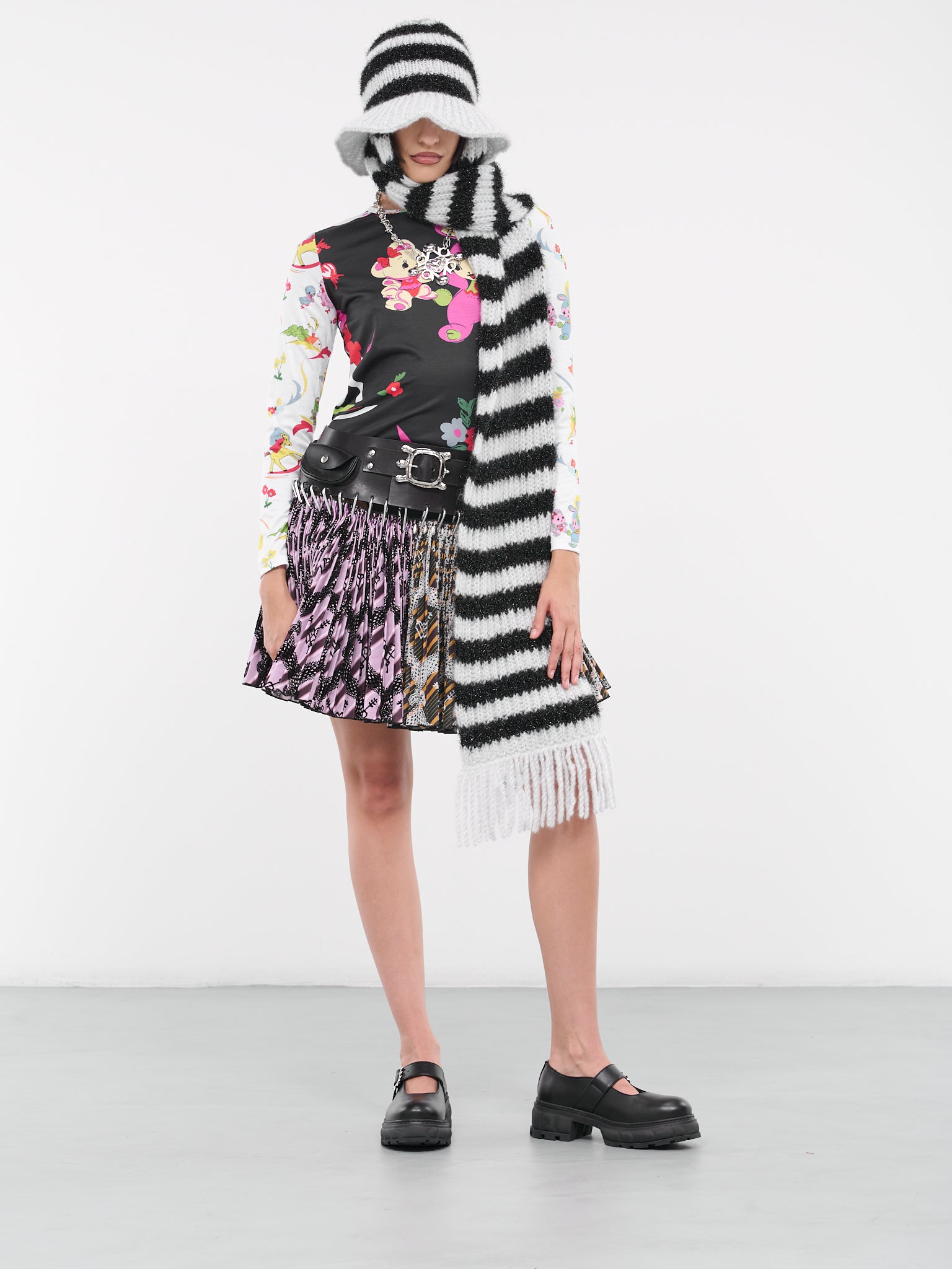 Scarf Hat (6251-SCARF-BLACK-WHITE)