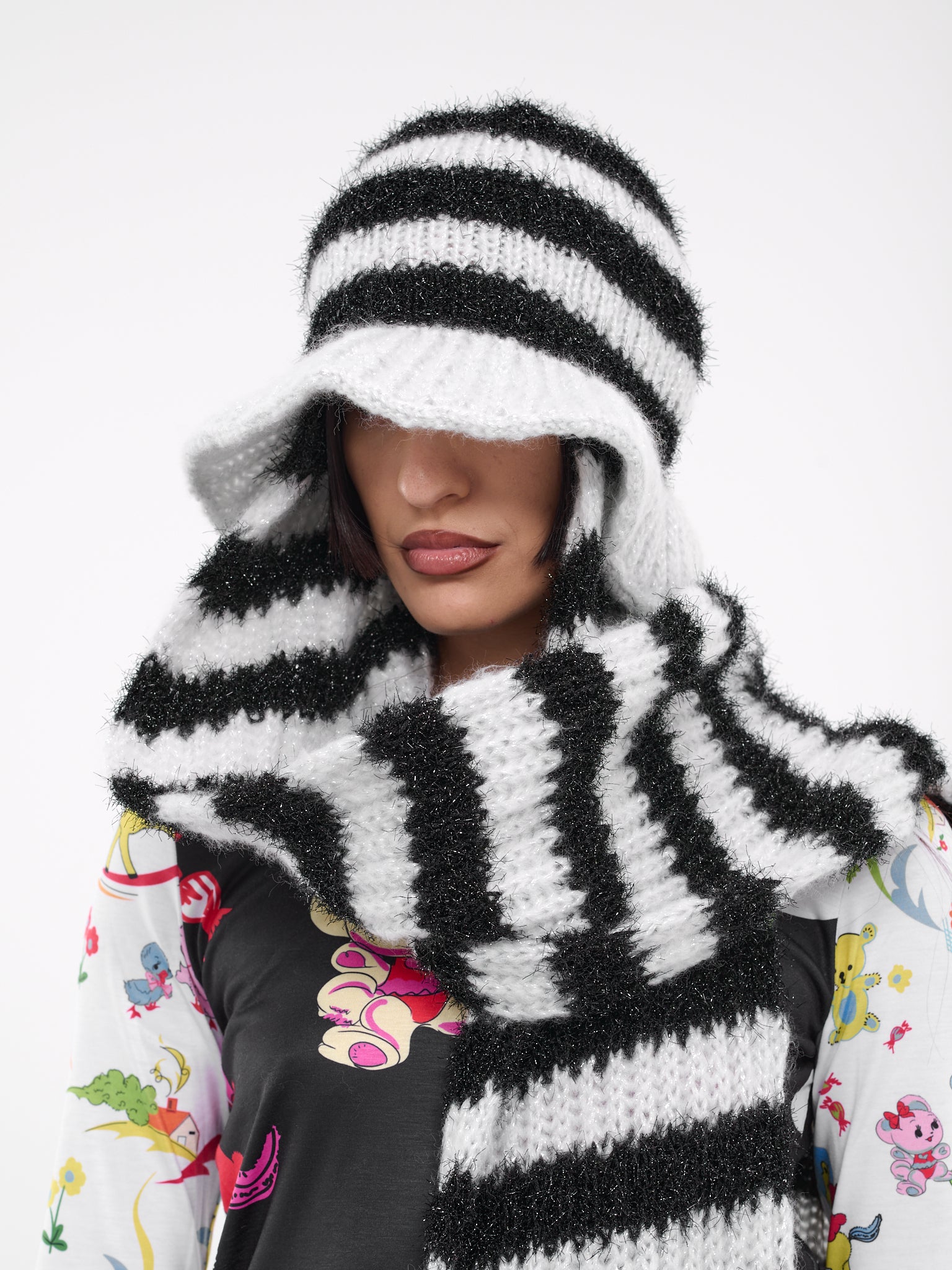 Scarf Hat (6251-SCARF-BLACK-WHITE)