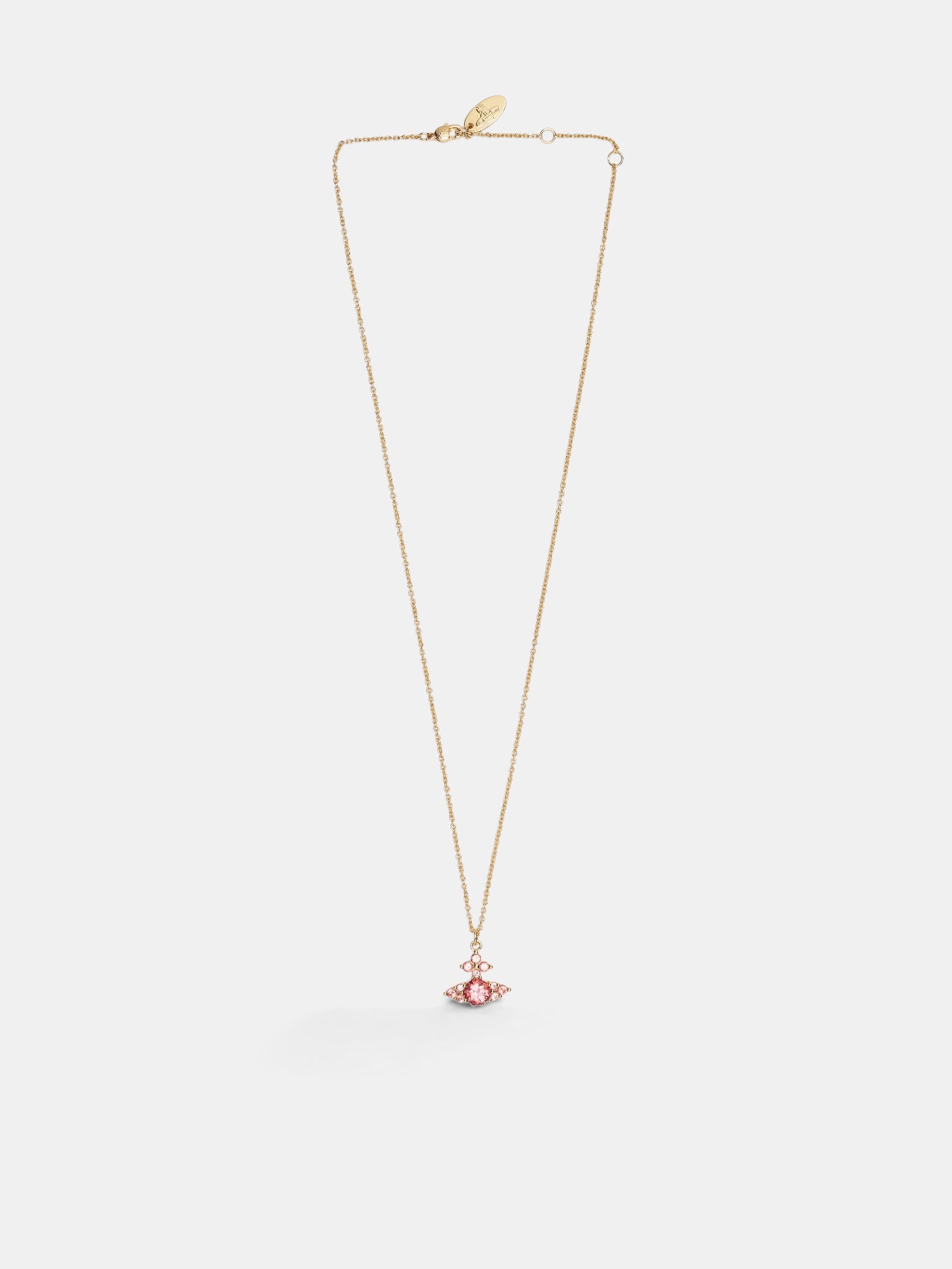 Gold Orb Red Stone Necklace (630203HO-02R547-GOLD-RED-CZ)