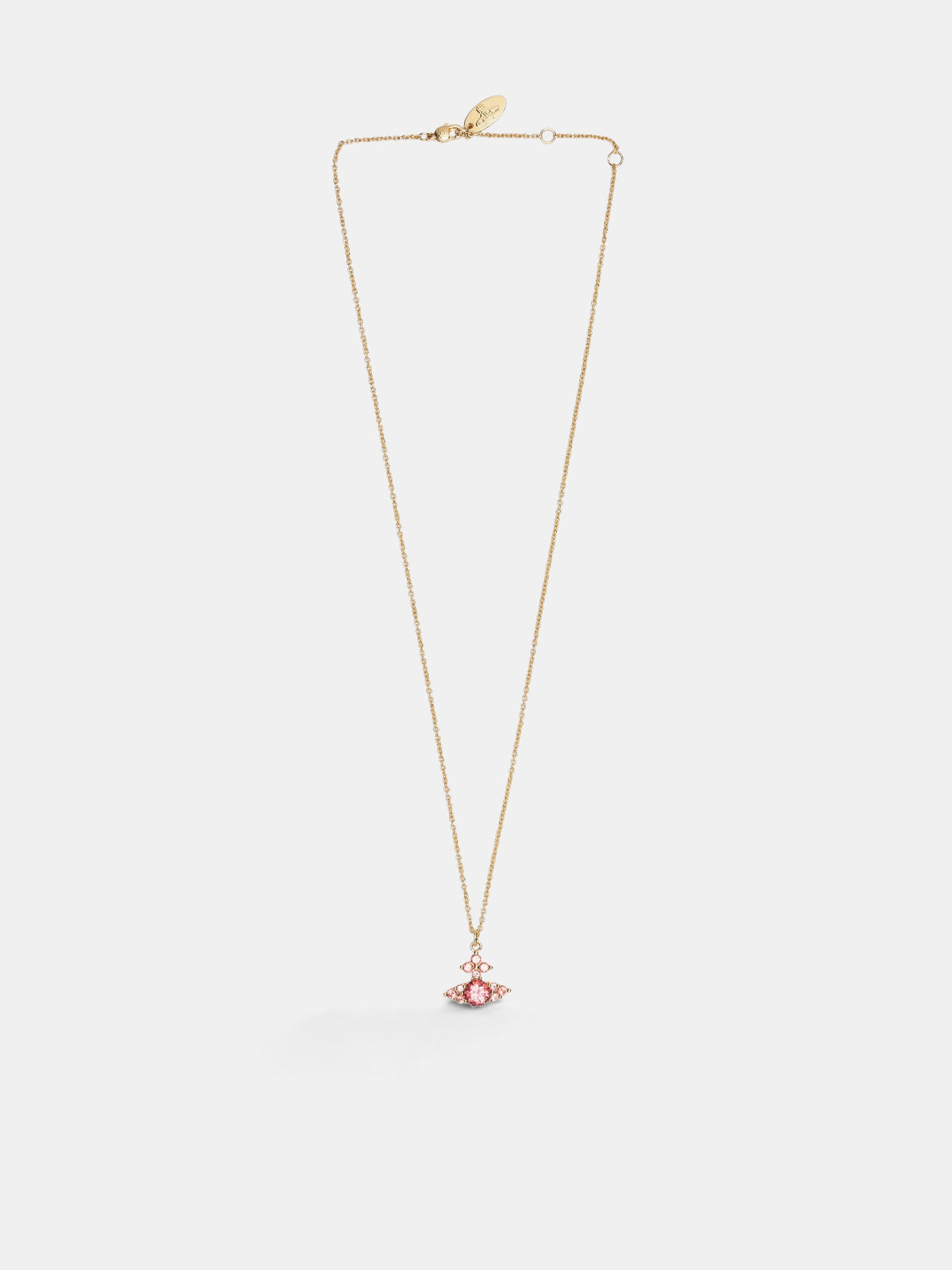 Gold Orb Red Stone Necklace (630203HO-02R547-GOLD-RED-CZ)