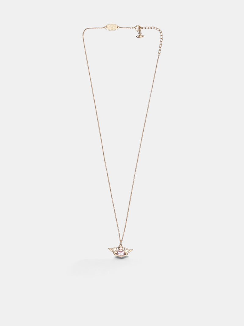 Gold Orb Pink Stone Necklace (630203JV-01R238-GOLD-PINK)