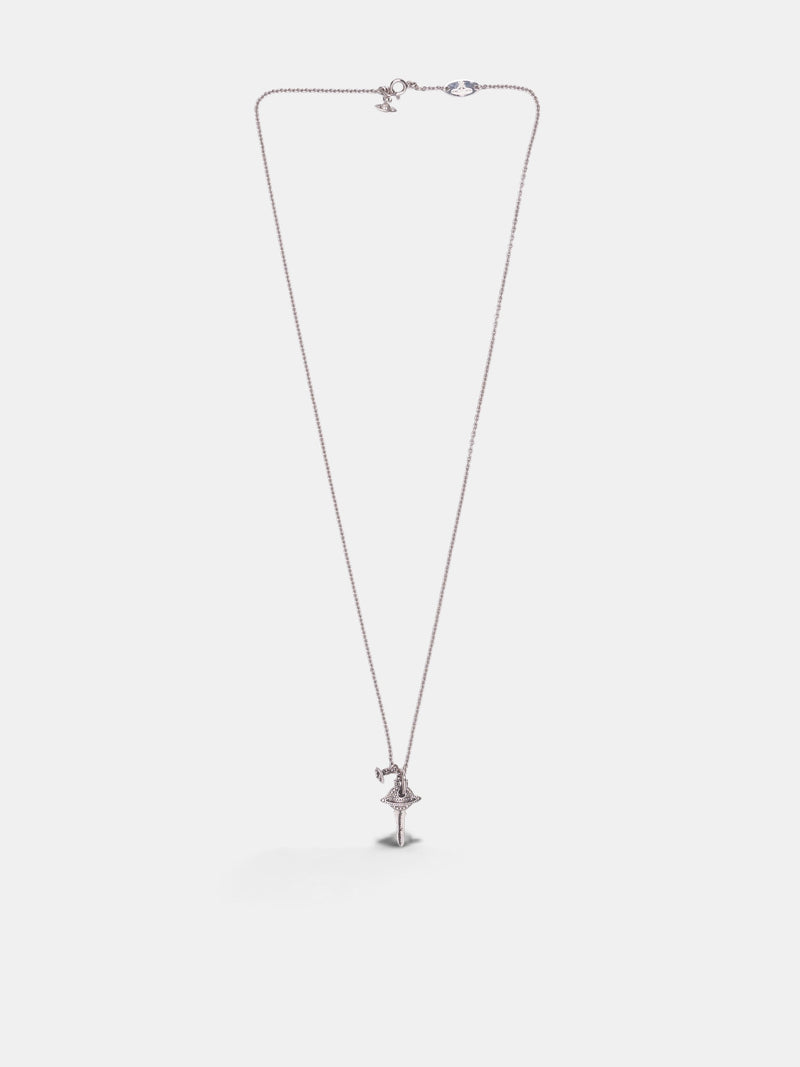 Antique Silver Orb & Dagger Necklace (630203KR-01P002-ANTIQUE-PLATIN)
