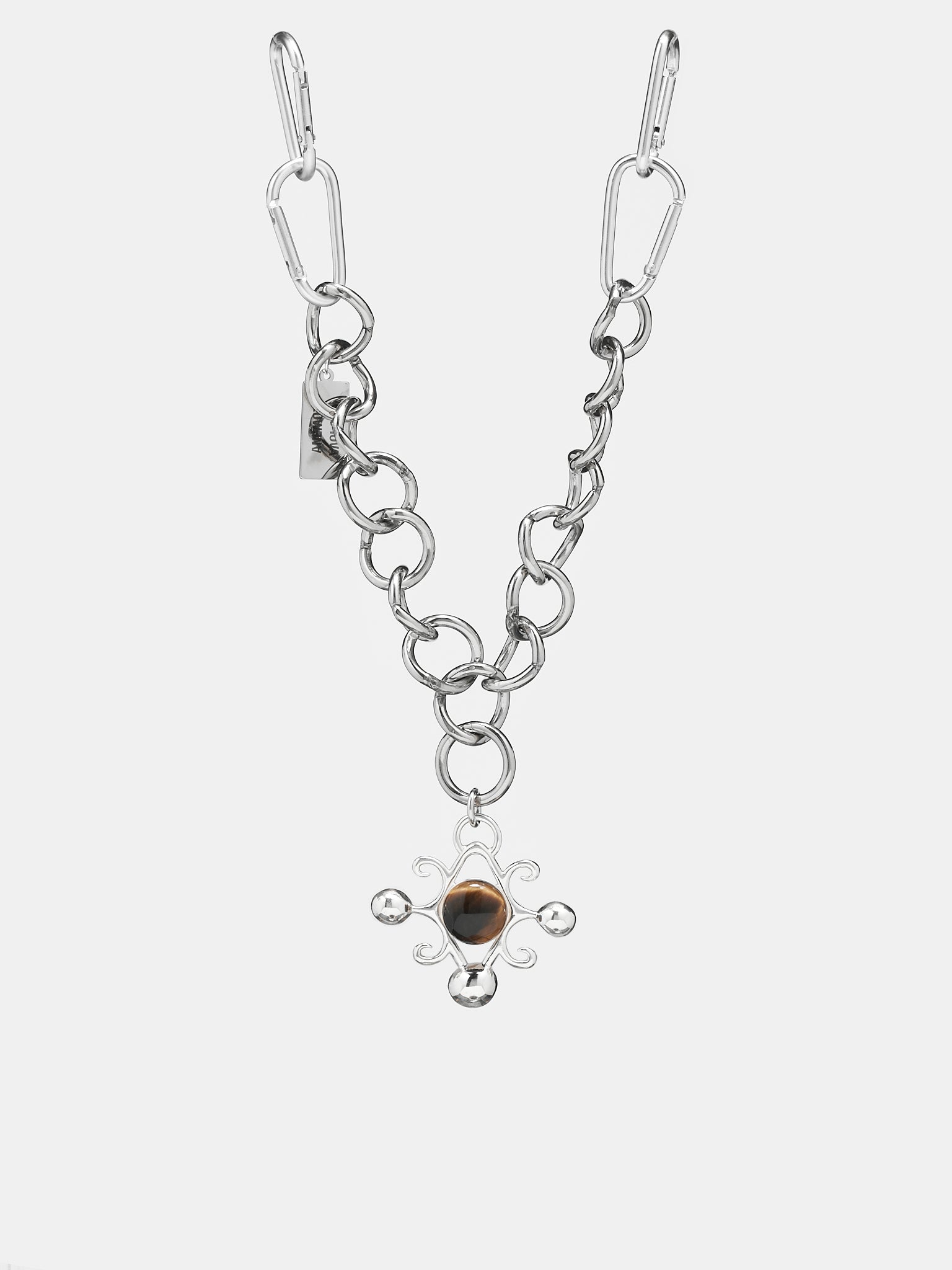 Dot & Cross Curb Necklace (6311-DOT-CROSS-CURB-SILVER)