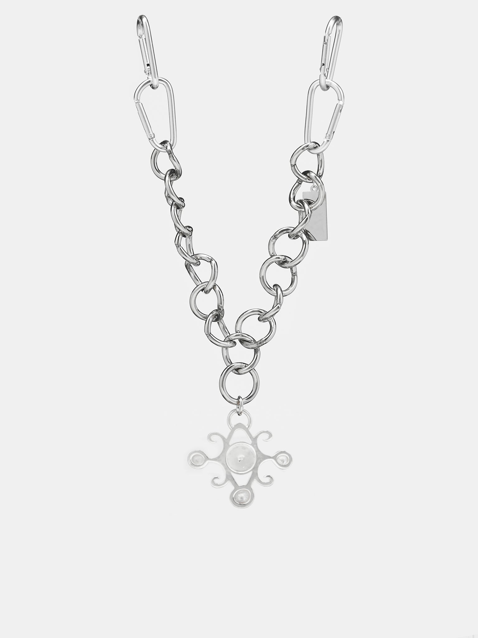 Dot & Cross Curb Necklace (6311-DOT-CROSS-CURB-SILVER)