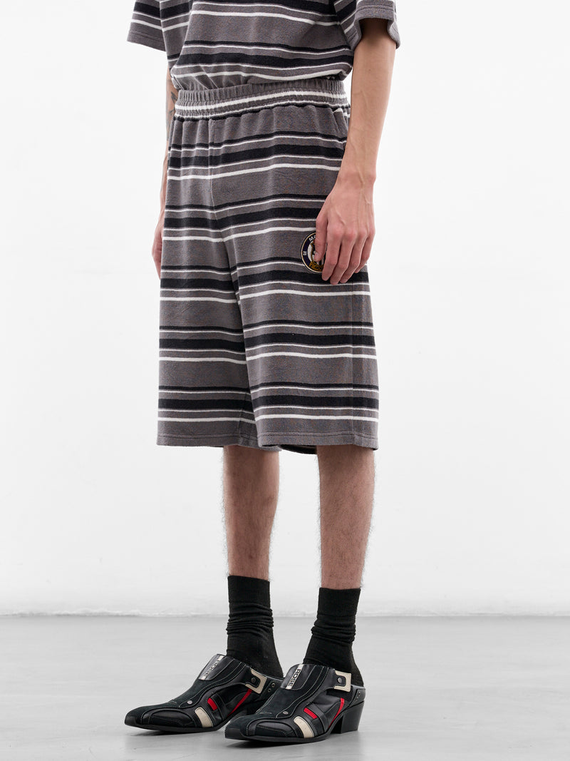 Gray Striped Sweat Shorts (631JE09059-GRAY)