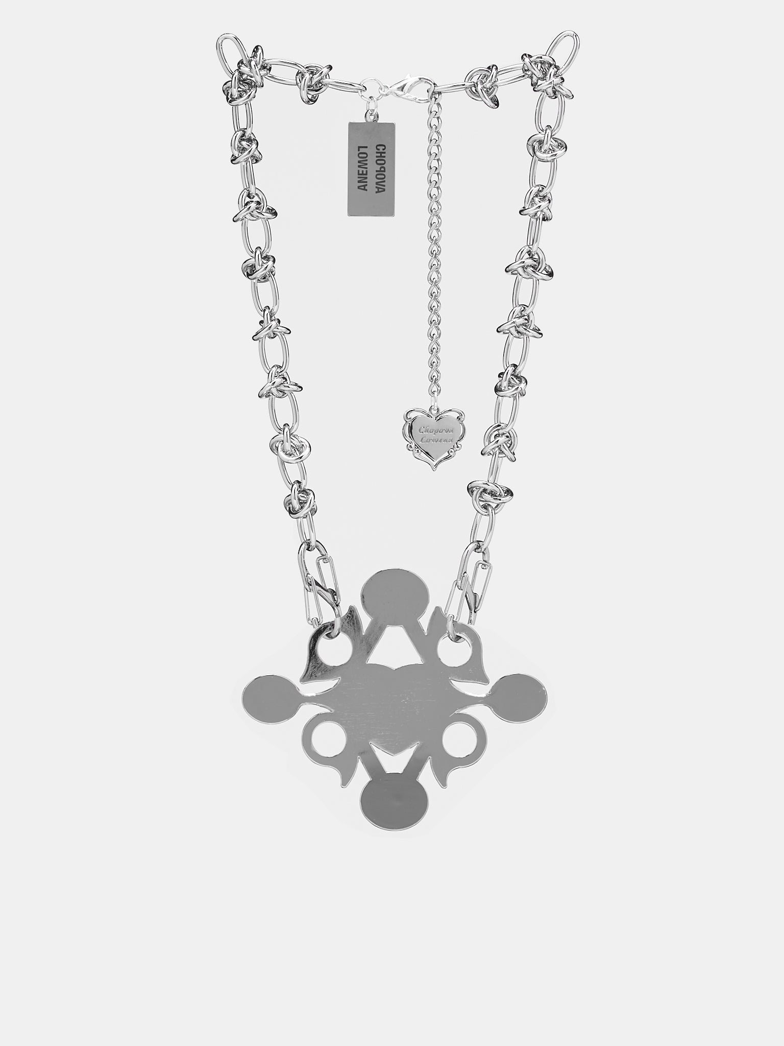 Dot & Heart Cross Necklace (6323-DOT-HEART-CROSS-SILVER)