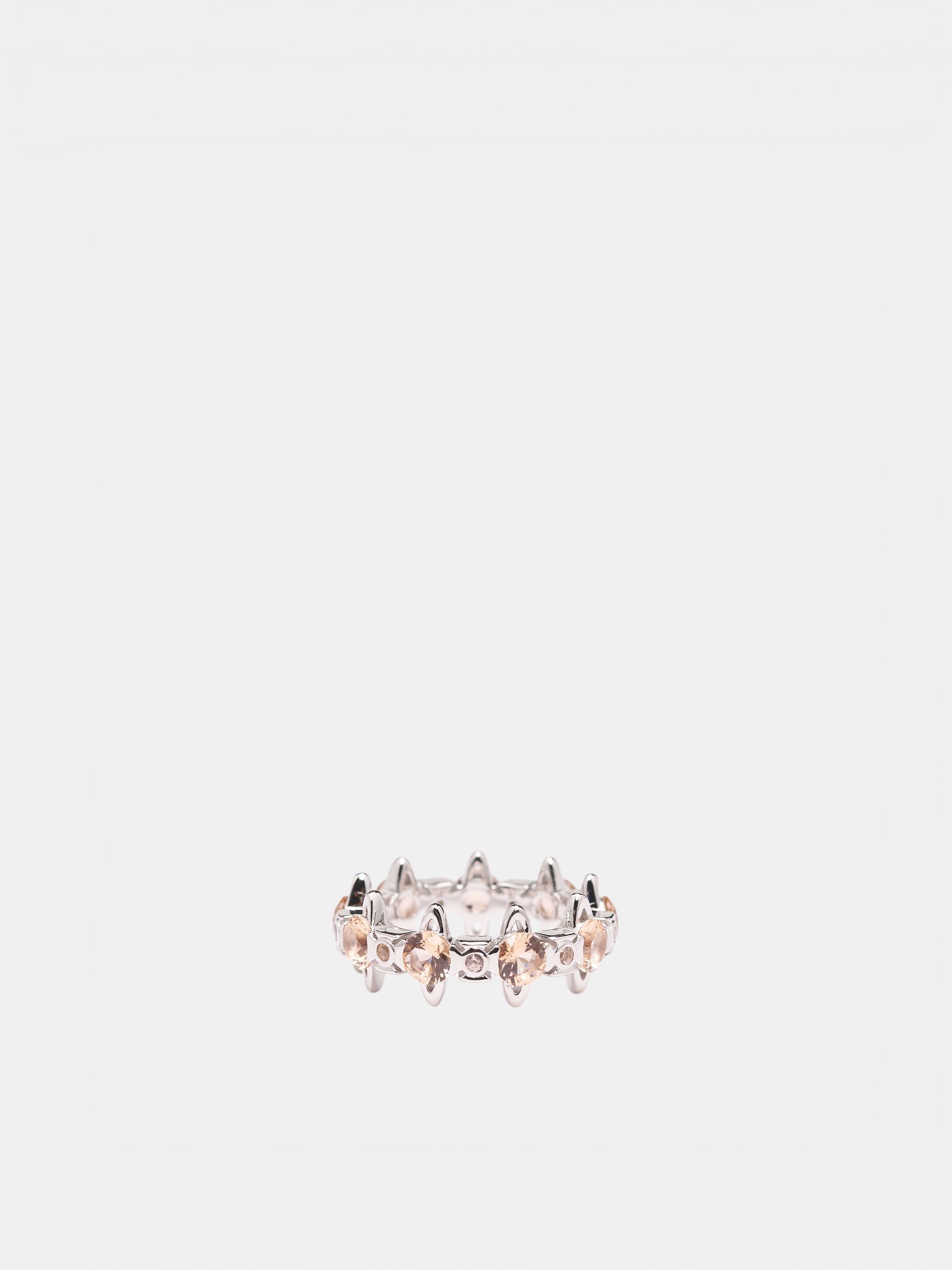Pink Stone Silver Warwick Ring (64040169-01P776-PLATINUM-PEACH)