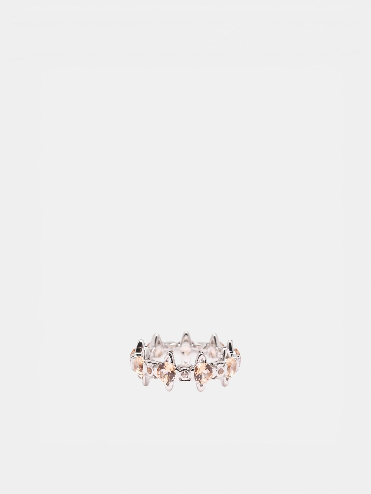 Pink Stone Silver Warwick Ring (64040169-01P776-PLATINUM-PEACH)
