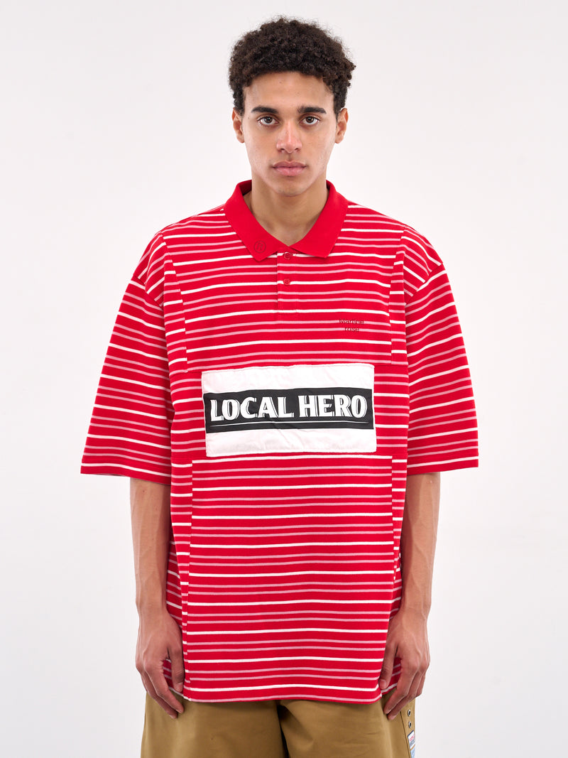 Striped Graphic Polo Shirt (643JE02104M-RED-WHITE-STRIPES)