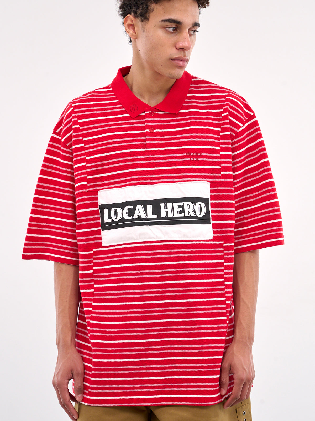 Striped Graphic Polo Shirt (643JE02104M-RED-WHITE-STRIPES)