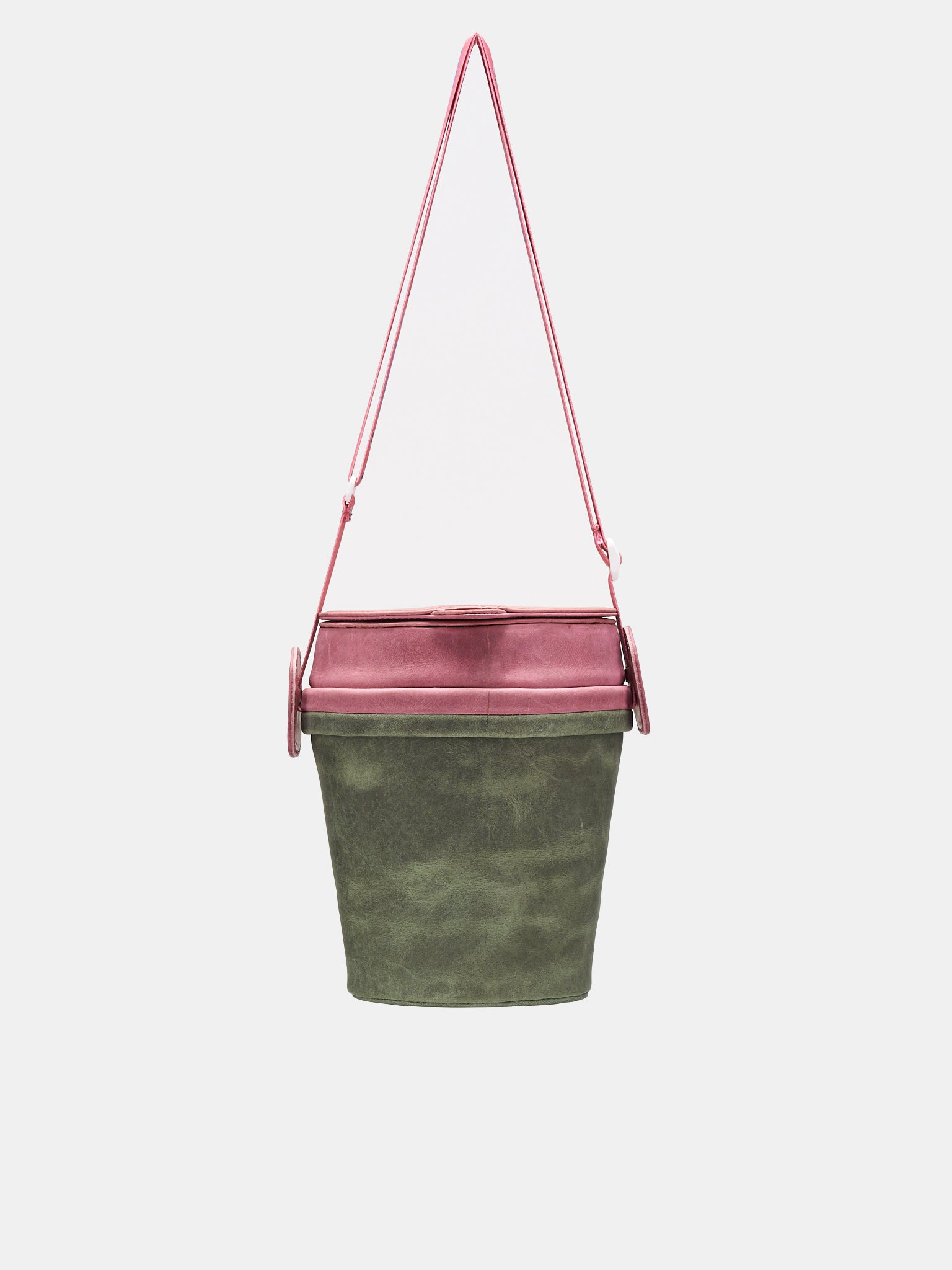Leather Popcorn Bag (64BG46-PINK-GREEN)