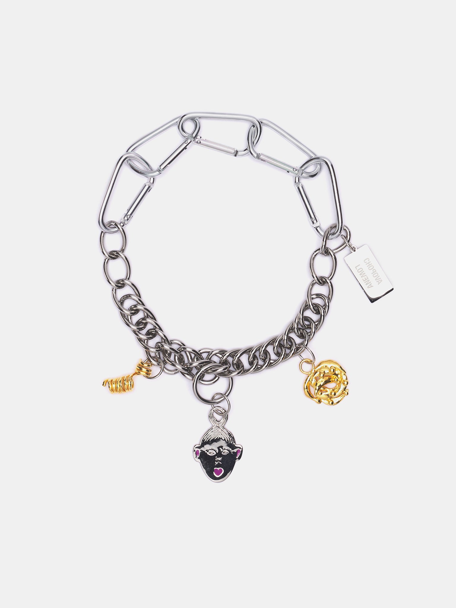 Triple Curl Charm Necklace (6587-TRIPLE-CURL-SILVER)