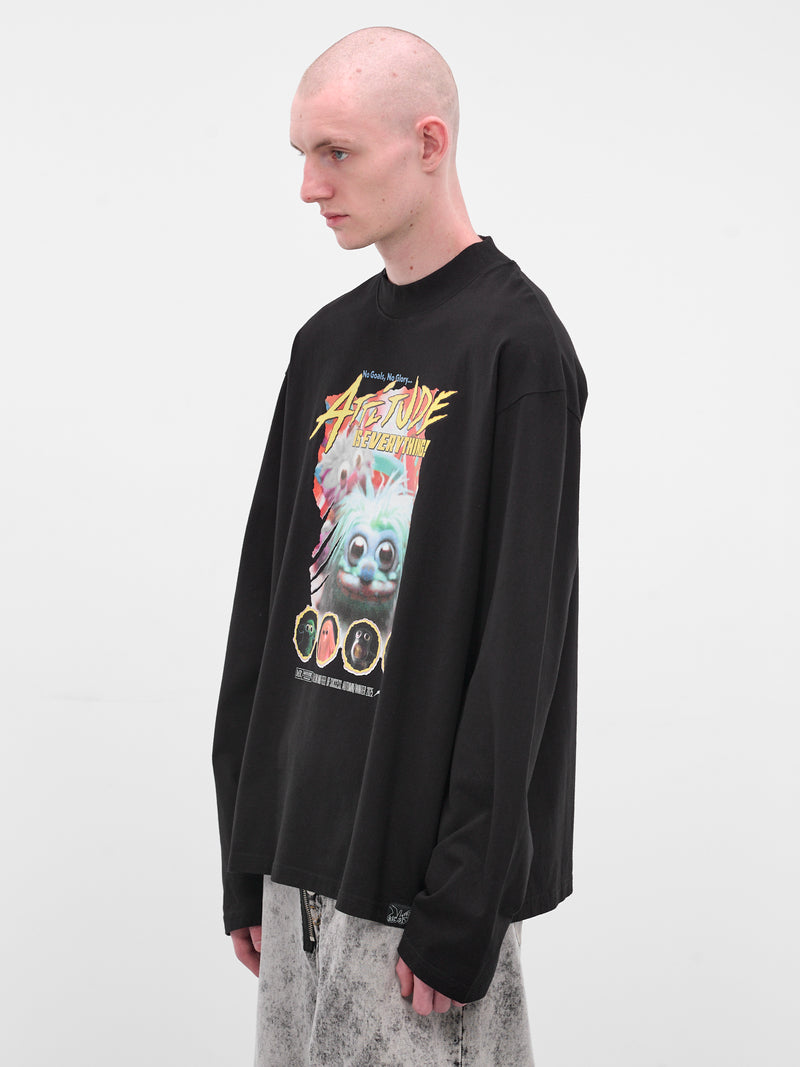 Black Oversized Graphic Long Sleeve (658JE06001-BLACK)