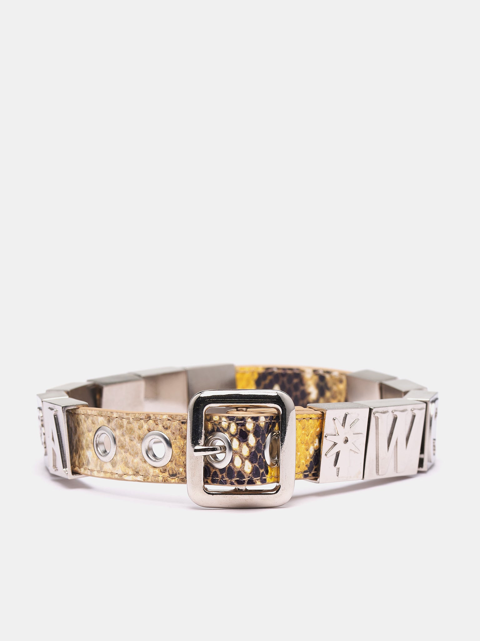 Jumble Letter Block Leather Choker (6593-JUMBLE-YELLOW)