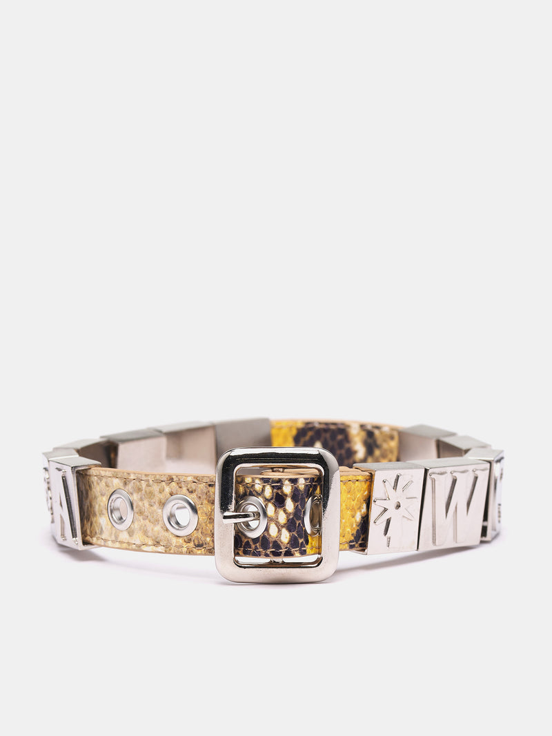 Jumble Letter Block Leather Choker (6593-JUMBLE-YELLOW)