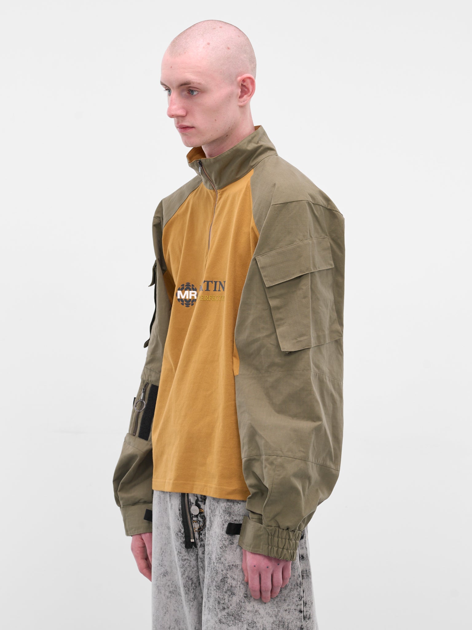 Two-Tone Shrunken Utility Jacket (669JE06718-BROWN)