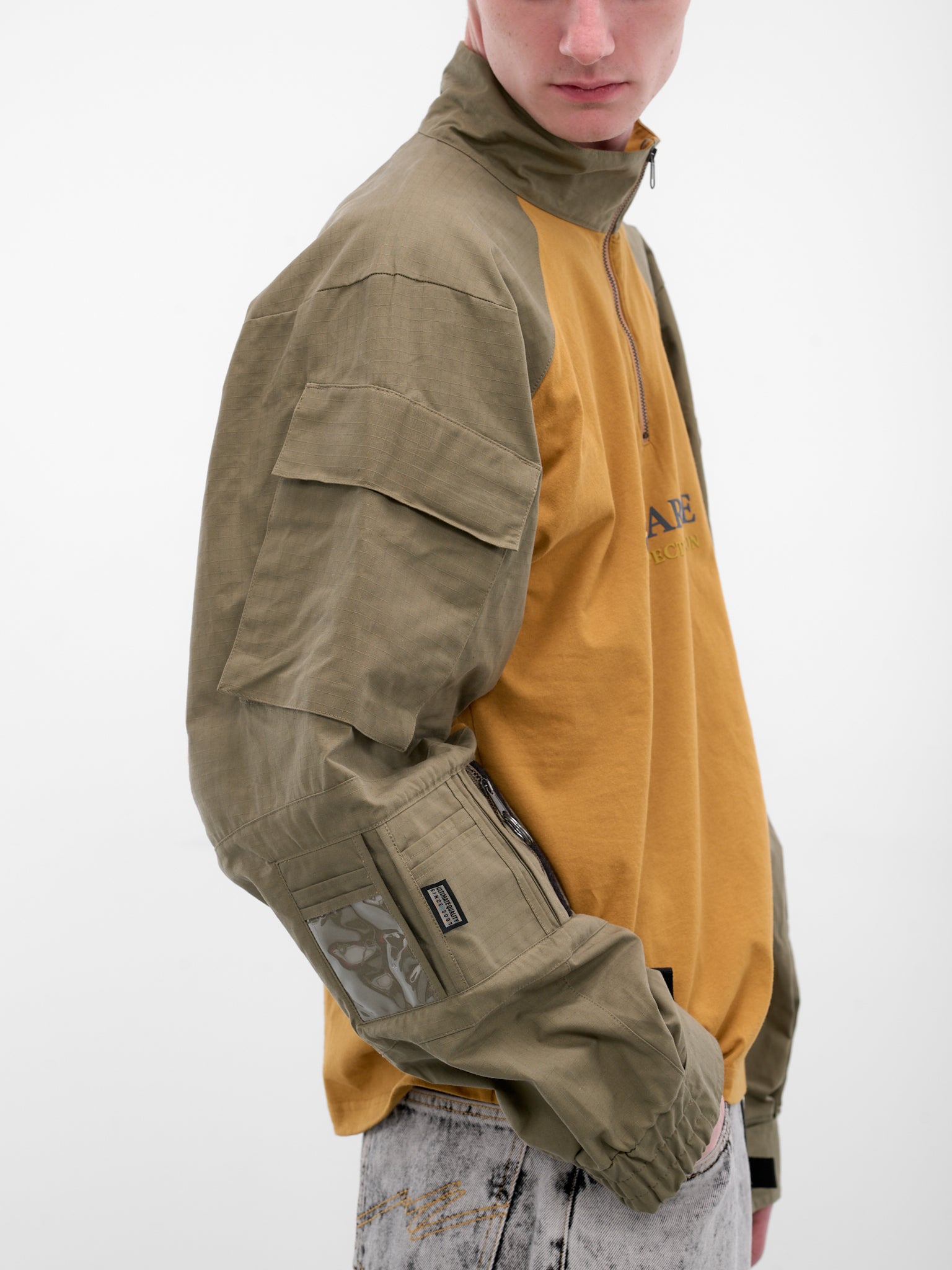 Two-Tone Shrunken Utility Jacket (669JE06718-BROWN)