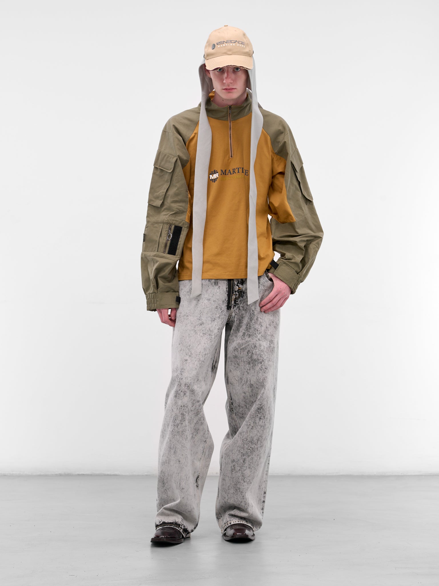 Two-Tone Shrunken Utility Jacket (669JE06718-BROWN)