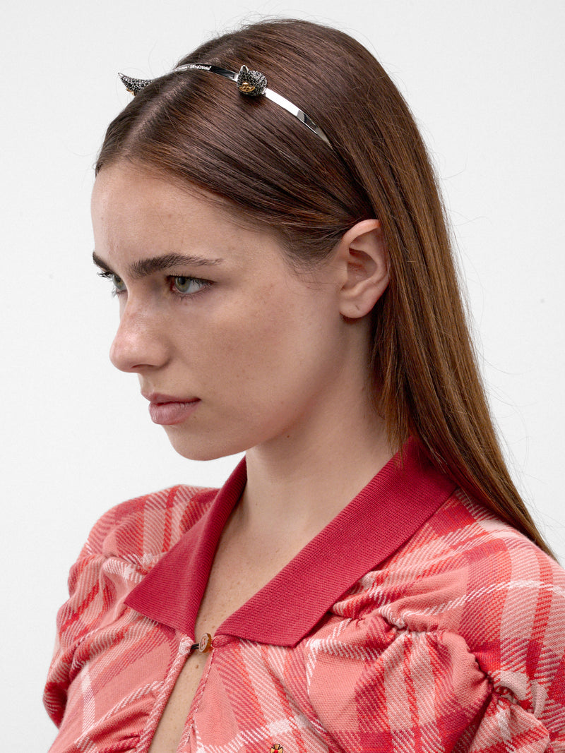 Black Rhinestone Horn Headband (6703000Q-02P468-GOLD-BLACK-DIA)