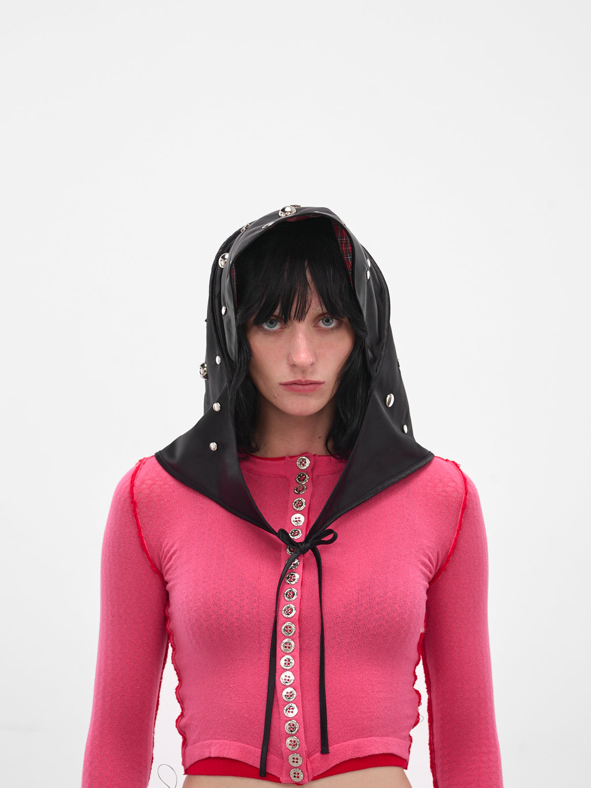 Tartan Studded Satin Rain Hat (6711-RAIN-HAT-BLACK)