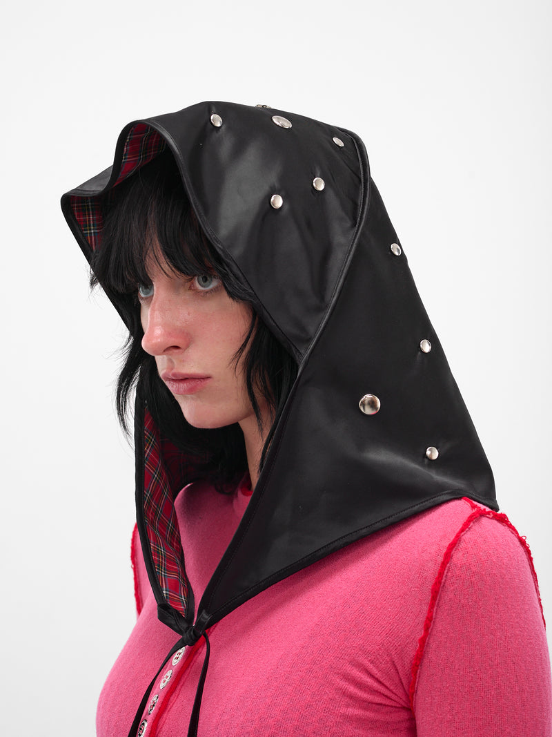 Tartan Studded Satin Rain Hat (6711-RAIN-HAT-BLACK)
