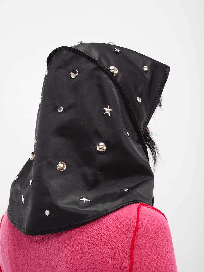 Tartan Studded Satin Rain Hat (6711-RAIN-HAT-BLACK)