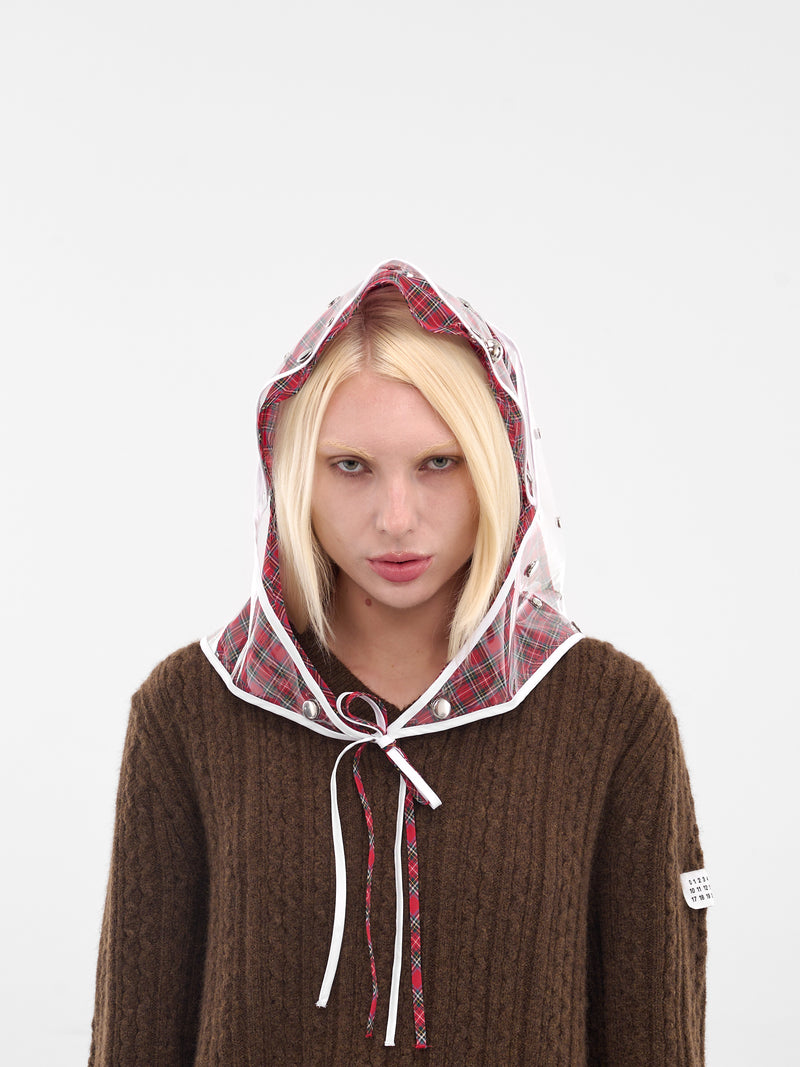 Red Layered Tartan Rain Hat (6712-RAIN-HAT-CLEAR)