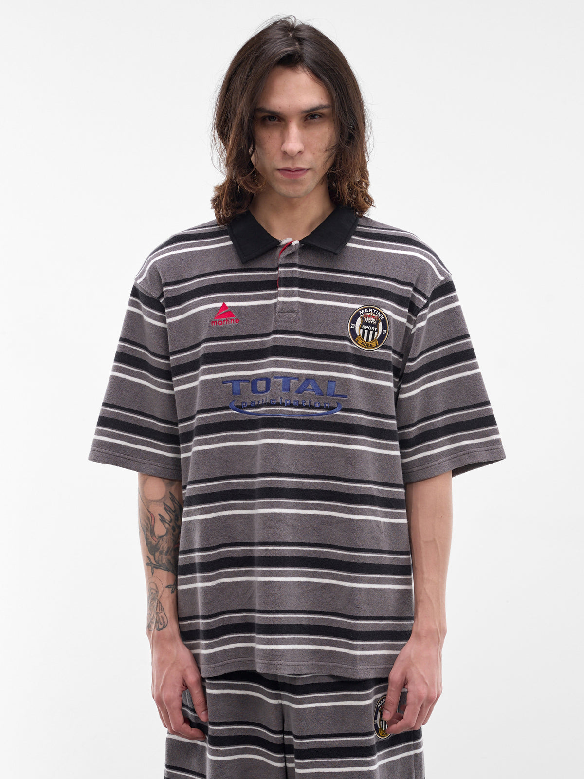 Gray Striped Polo Shirt (674JE09059-GREY)
