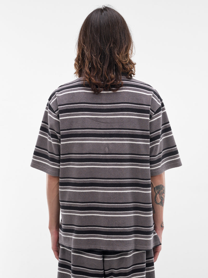 Gray Striped Polo Shirt (674JE09059-GREY)