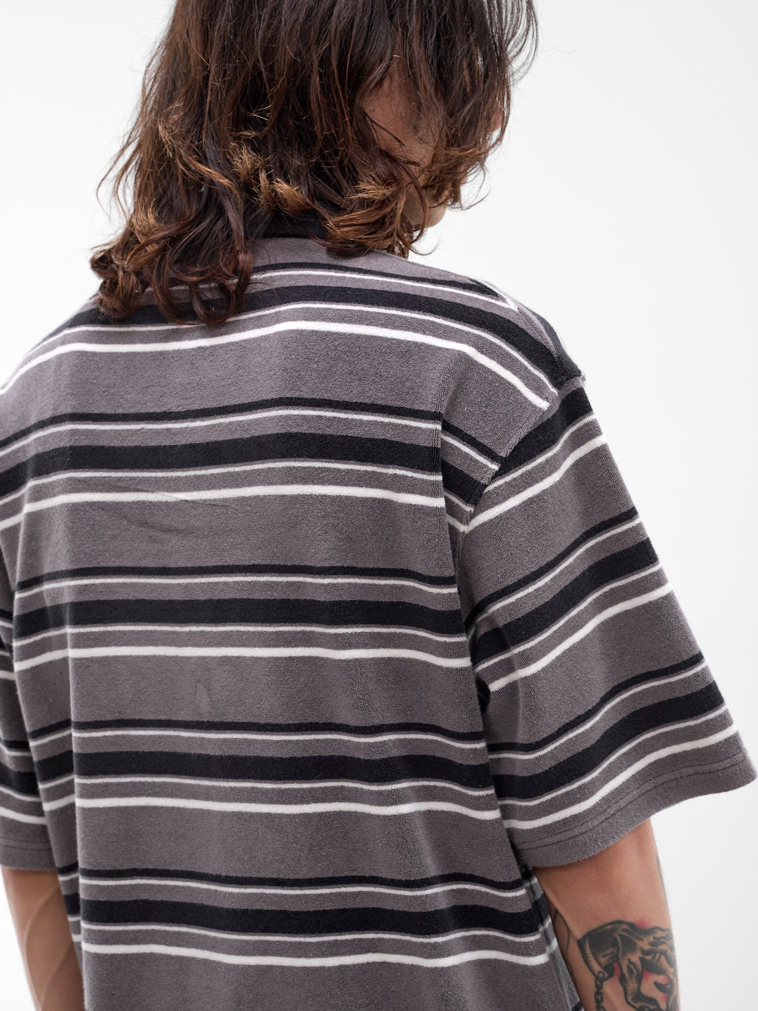 Gray Striped Polo Shirt (674JE09059-GREY)